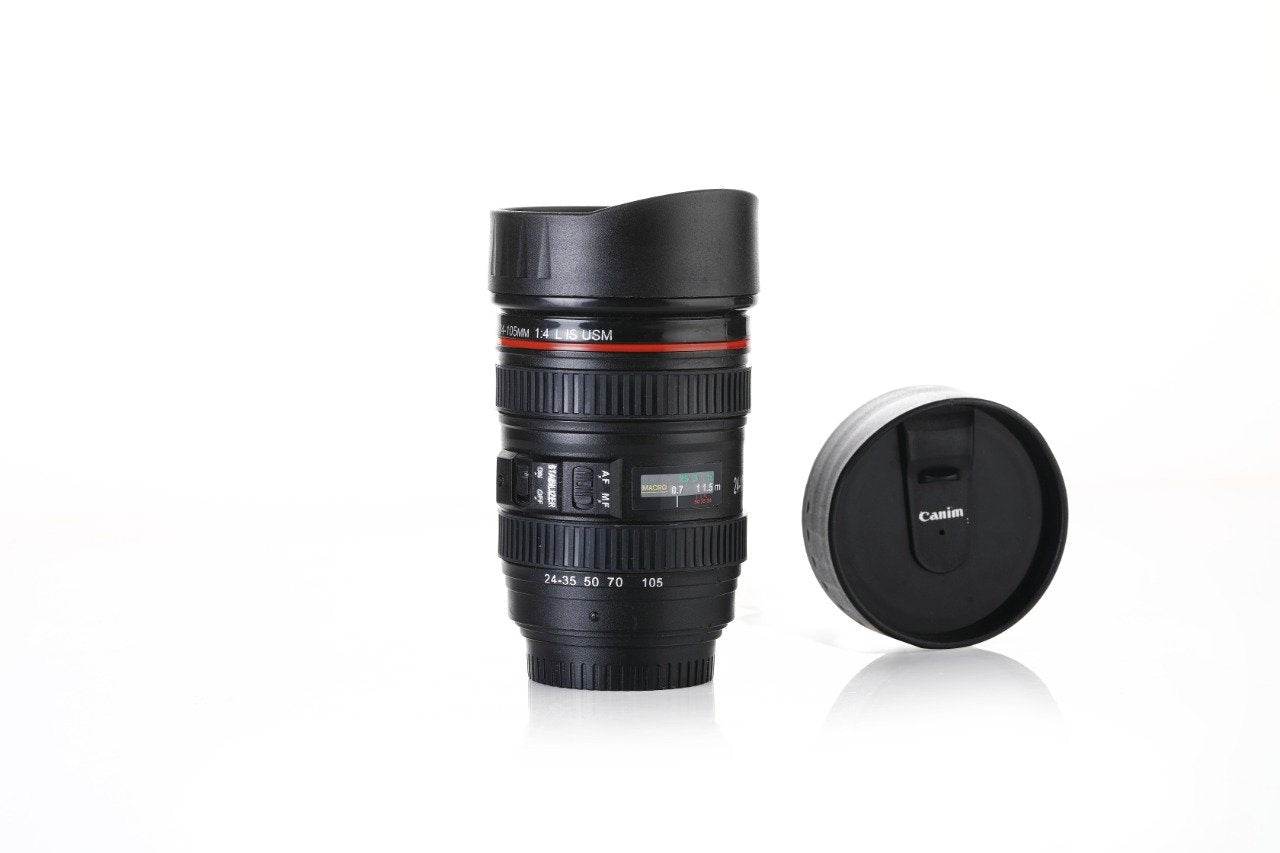 Camera Lens Shaped Coffee Mug Flask With Lid - 9XShoppy