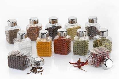 5503 All New Square 16 Bottle Design 360 Degree Revolving Spice Rack Container Condiment Pieces Set Square Small Container - 9XShoppy