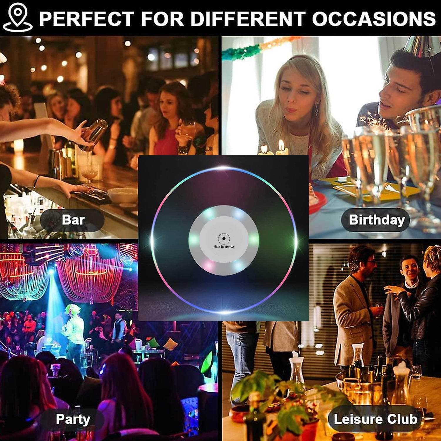 Colorful Led Cocktail Coaster Round Ultra-thin Led Drink Coaster (1 Pc) - 9XShoppy