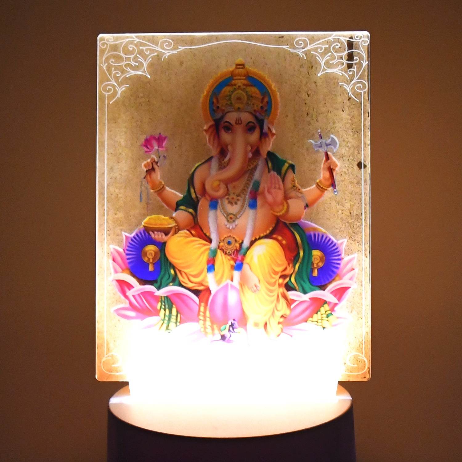 Beautiful 3d Lord Ganesh Frame With Soft White Light (1 Pc) - 9XShoppy