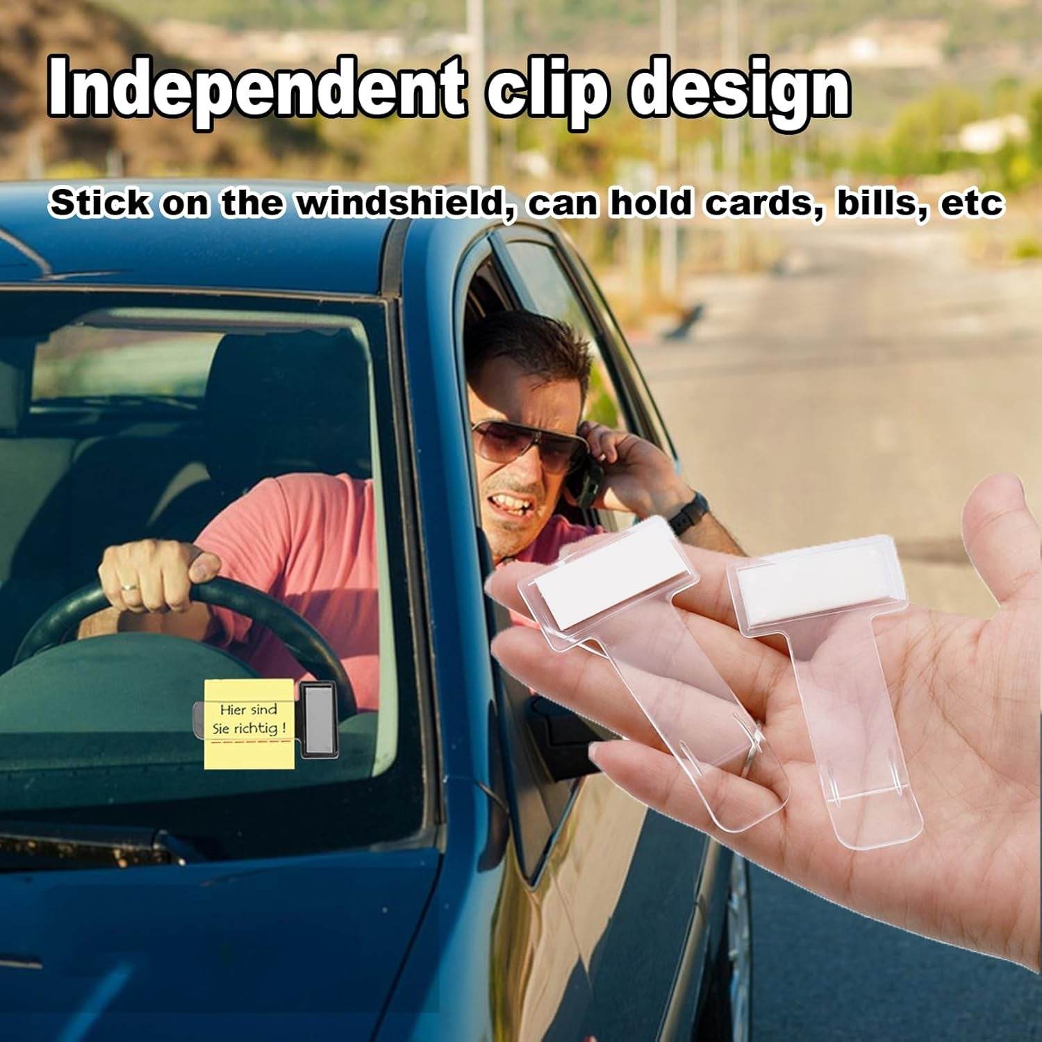 Windscreen Cardholder Fastag Stand Transparent Ticket Holder Car (2 Pc Set) - 9XShoppy