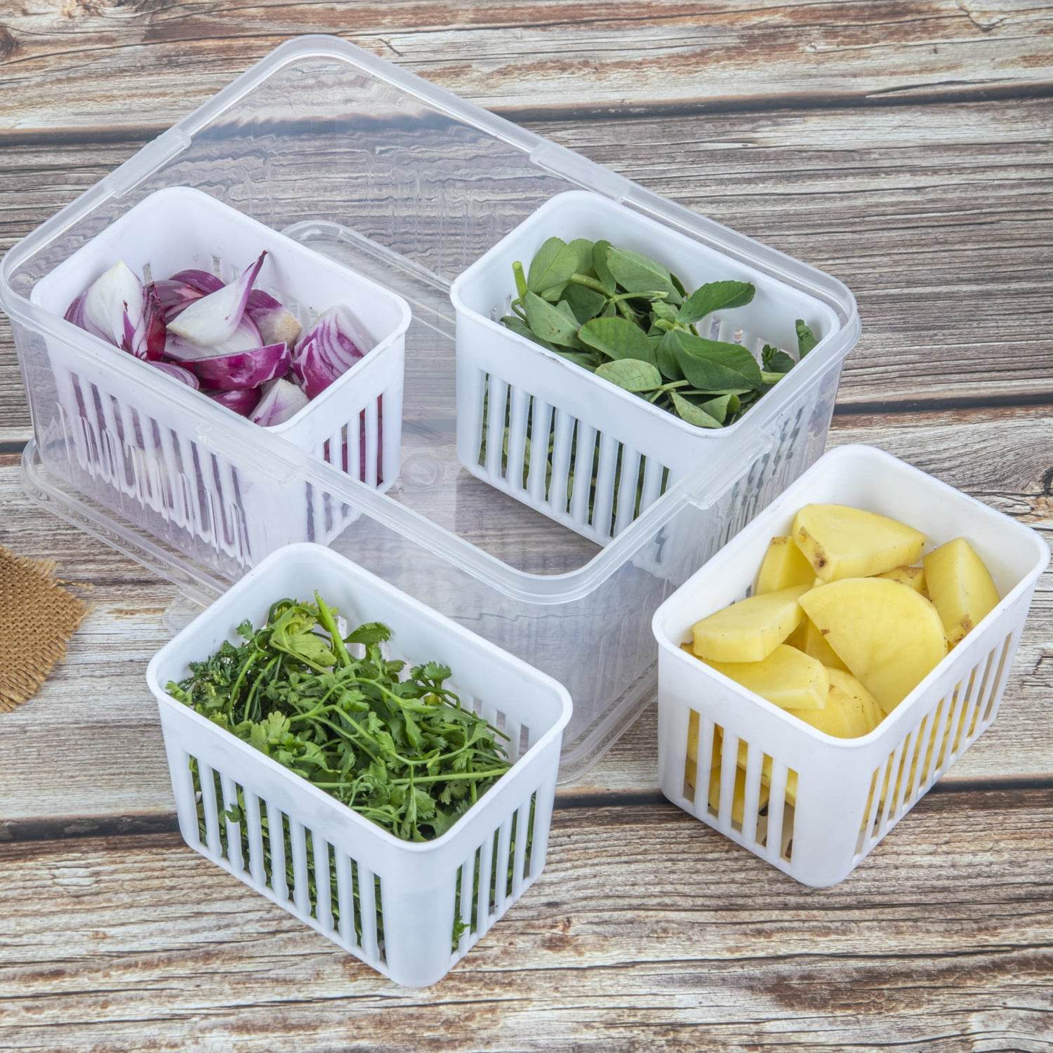 Fridge Storage Boxes Freezer Storage Containers Container For Kitchen Storage Set Storage In Kitchen Vegetable Storage Draining Crisper Refrigerator Food Box (1 Pc) - 9XShoppy