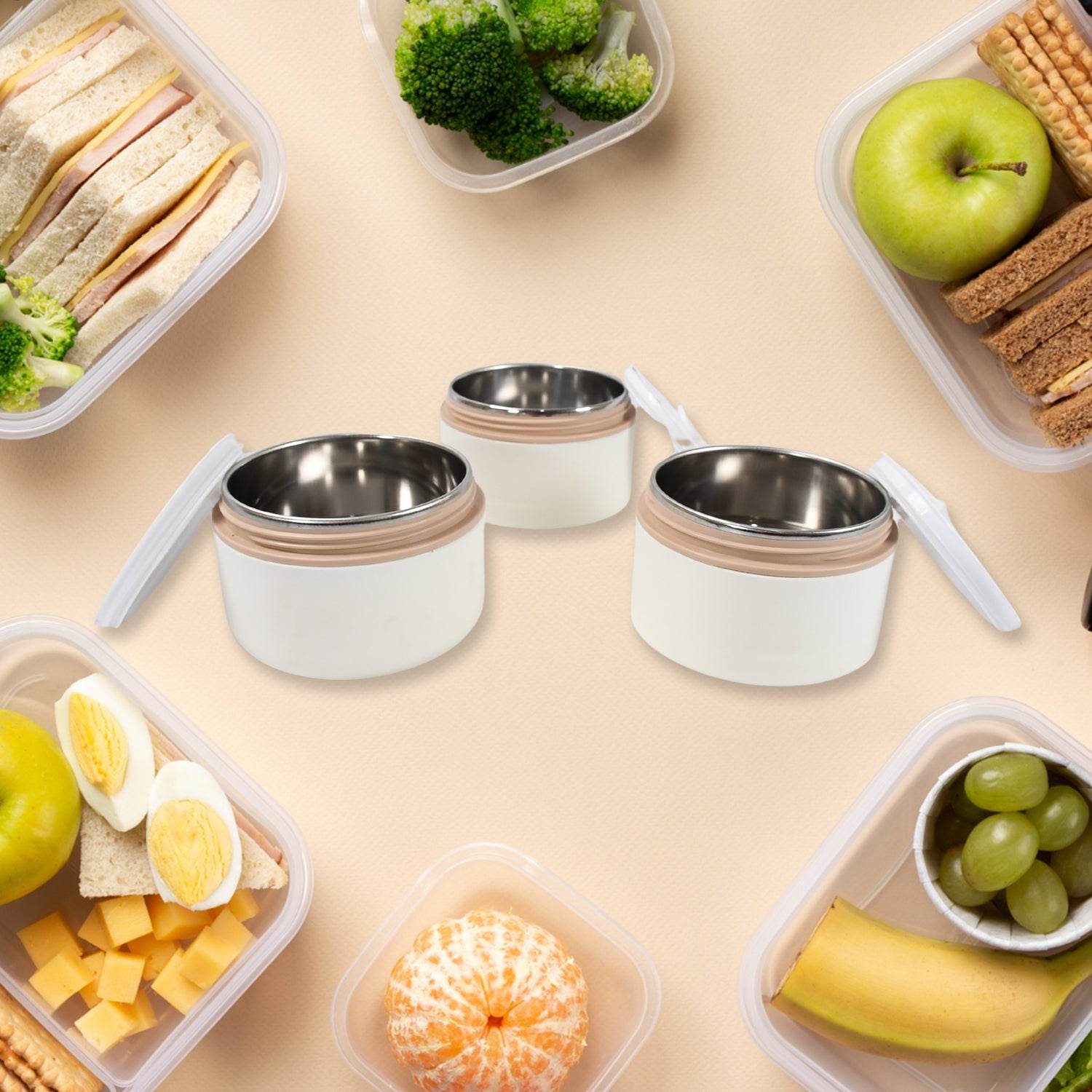 Ganesh Smart Stack 23 Layer Portable Lunch Box Stainless Steel Airtight Leak-proof Lunch Box For Office School Picnic Color May Vary (2 Layer 3 Layer) - 9XShoppy