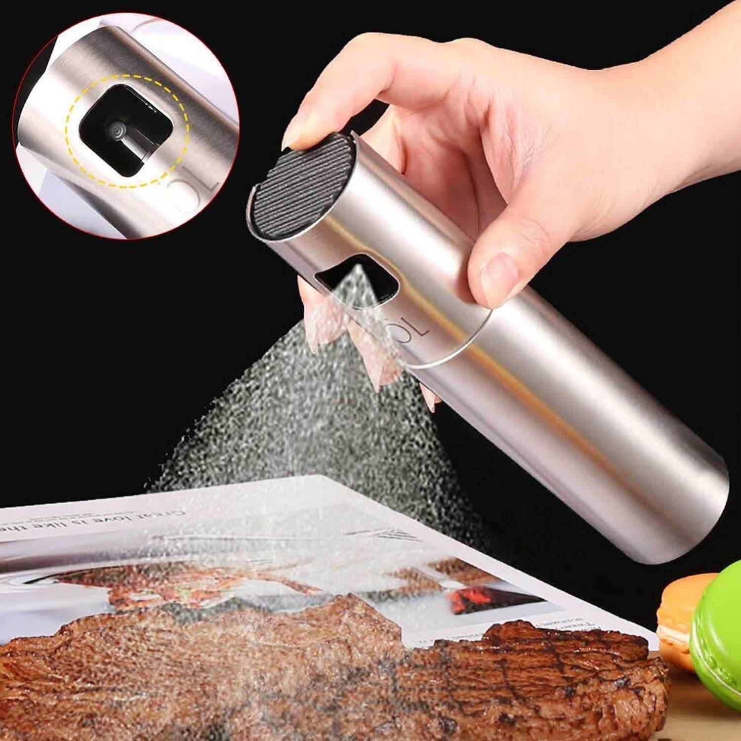 Oil Spray Bottle For Dosa Food Grade Stainless Steel Glass Oil Spray Bottle (100 Ml) - 9XShoppy
