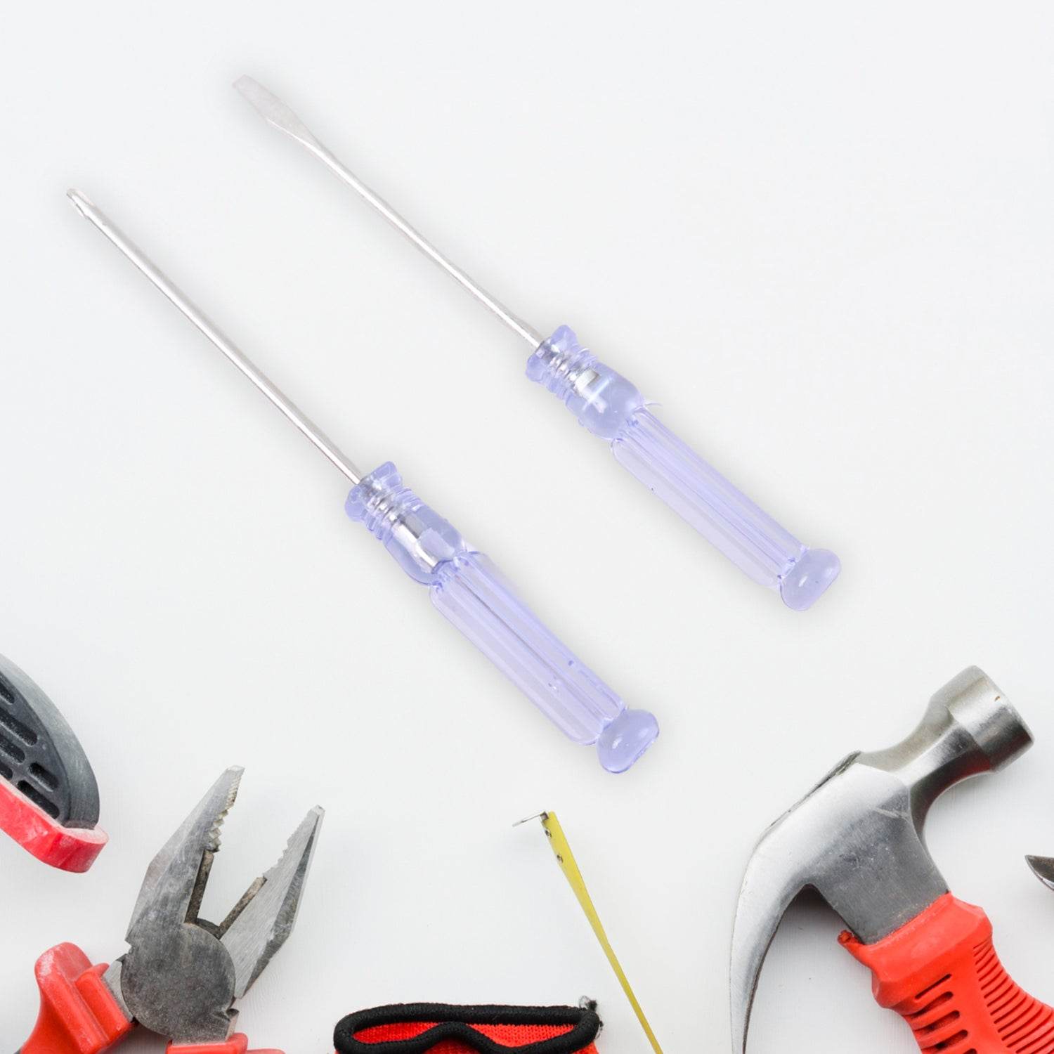 8 In 1 Hand Tool Kit Steel And Plastic Hammer Screwdriver Tape - 9XShoppy