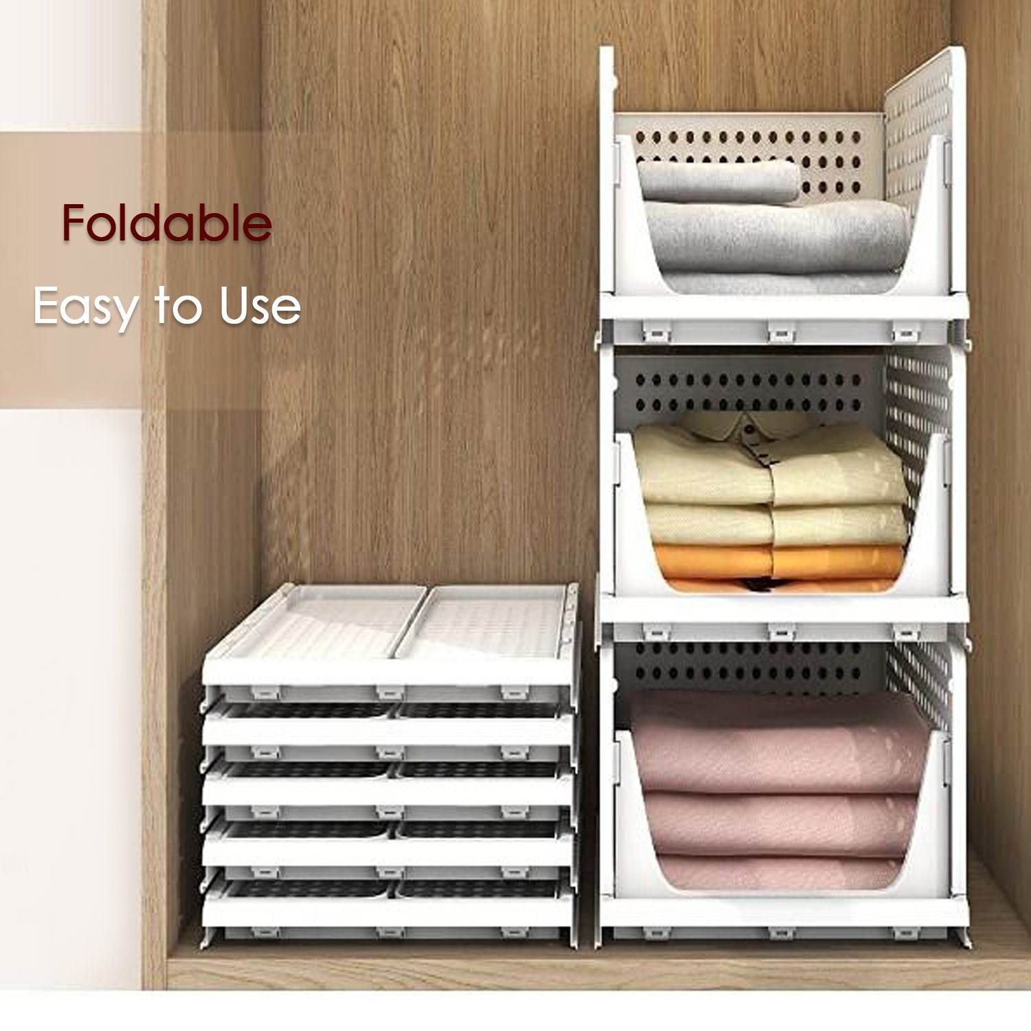 7732 3 Layer Clothes Organizer For Wardrobe Cupboard Organizer For Clothes Foldable And Stackable Closet Organizer Drawer Organizer For Clothes Multi Purpose Plastic Drawer - 9XShoppy