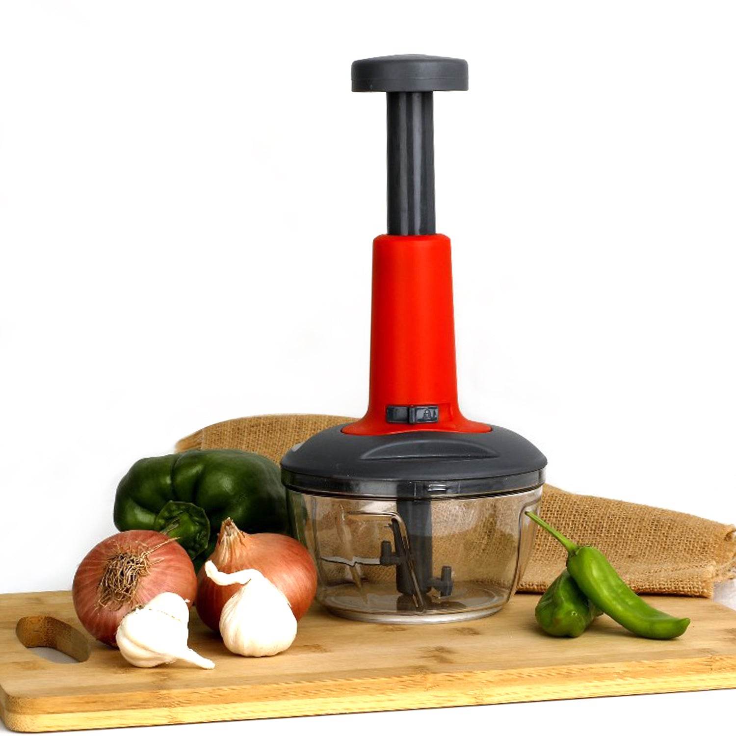 5901 Matte Finish Manual Hand Press Chopper For Kitchen Mini Handy Compact Chopper With 3 Blades For Effortlessly Chopping Vegetables Fruits For Your Kitchen. - 9XShoppy