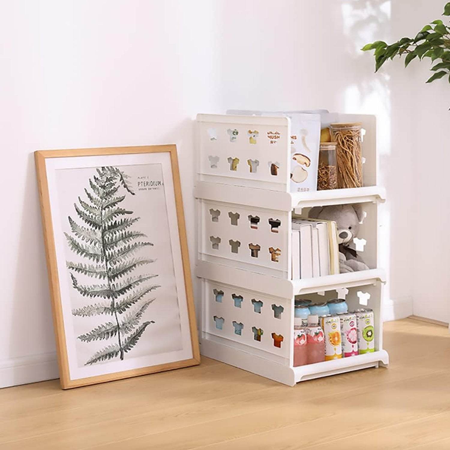 7886 3 Layer Stackable Multifunctional Storagefor Clothes Foldable Drawer Shelf Basket Utility Cart Rack Storage Organizer Cart For Kitchen Pantry Closet Bedroom Bathroom Laundry(3 Layer 1 Pc) - 9XShoppy