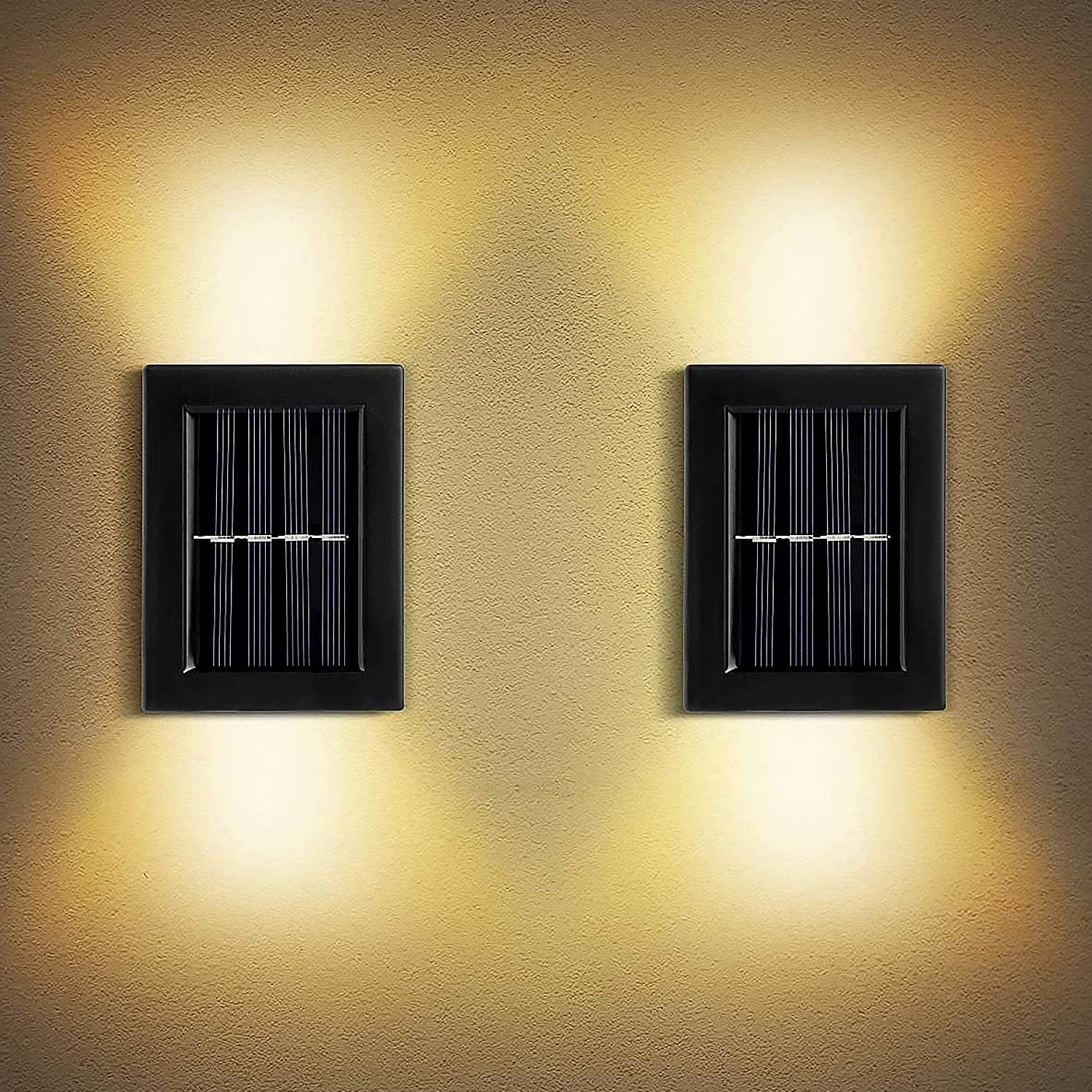 9536 Solar Wall Lights Small Fence Lights Solar Powered Up Down Led Porch Light Garden Lights Outdoor Solar Landscape Lights Waterproof Light (1 Pc) - 9XShoppy