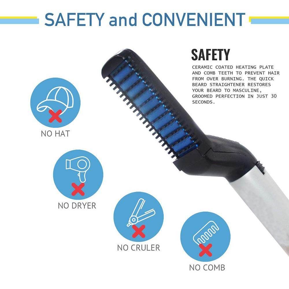 Men's Beard & Hair Curling Straightener – Modelling Comb - 9XShoppy