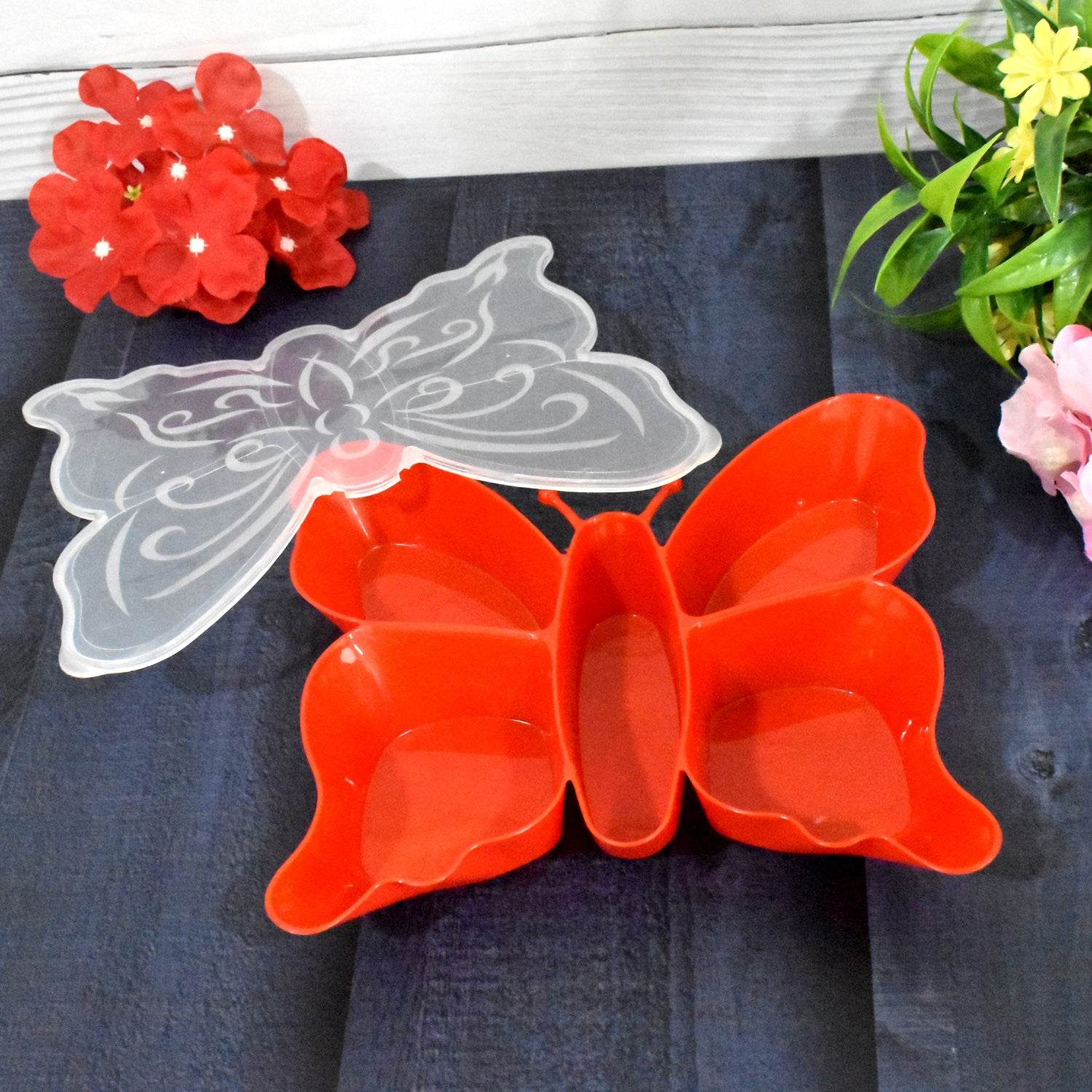 5 Compartment Multipurpose Butterfly Plastic Tray (1 Pc) - 9XShoppy