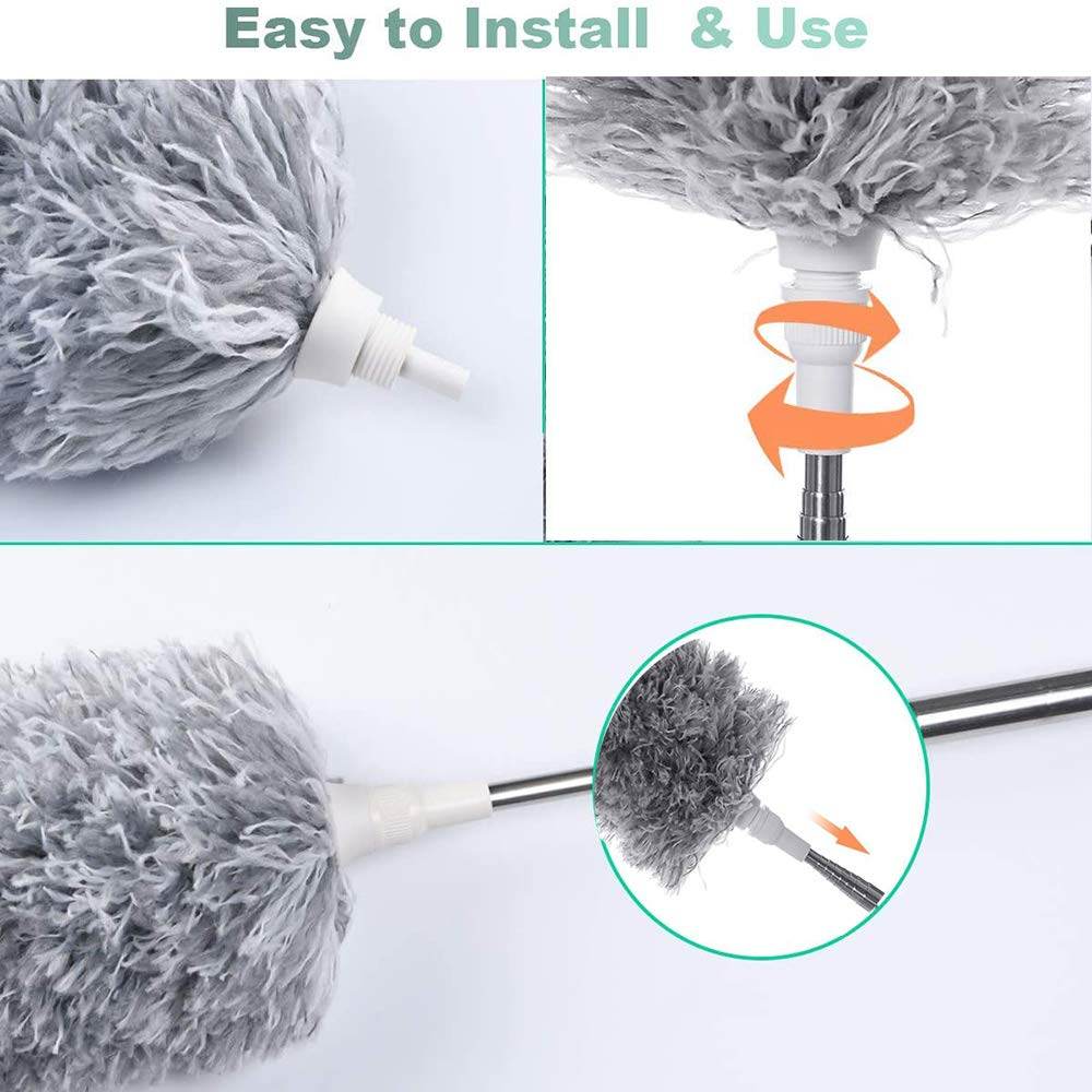 Microfiber Dusters For Cleaning Telescoping Feather Duster With 100 Inches Extendable Handle Pole Dusting Cleaning Tools For Cleaning High Ceiling Ceiling Fan Blinds Cobwebs Furniture Cars - 9XShoppy