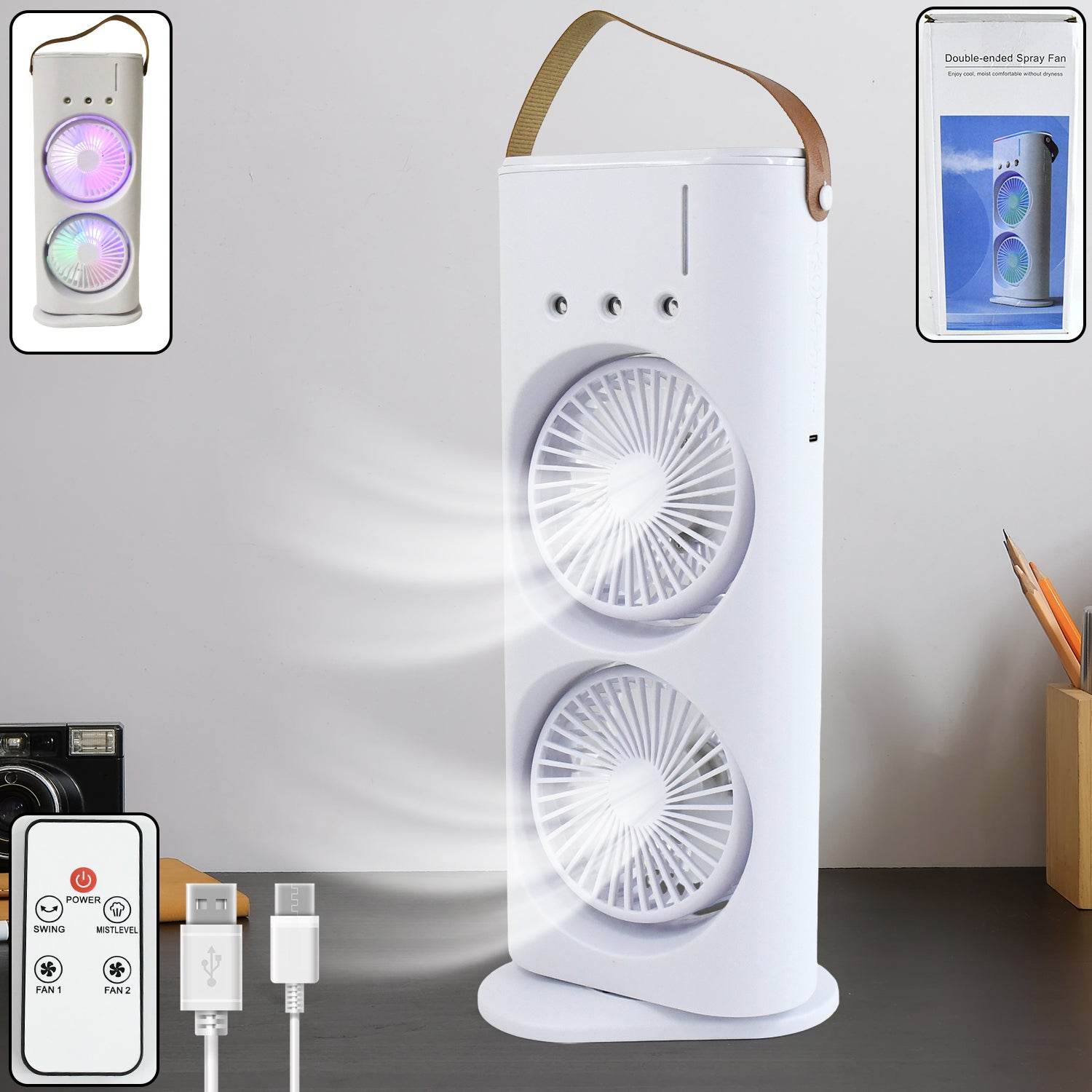 Electric Fan Desktop Double-head Powerful Air Cooler (1 Pc With Remote) - 9XShoppy