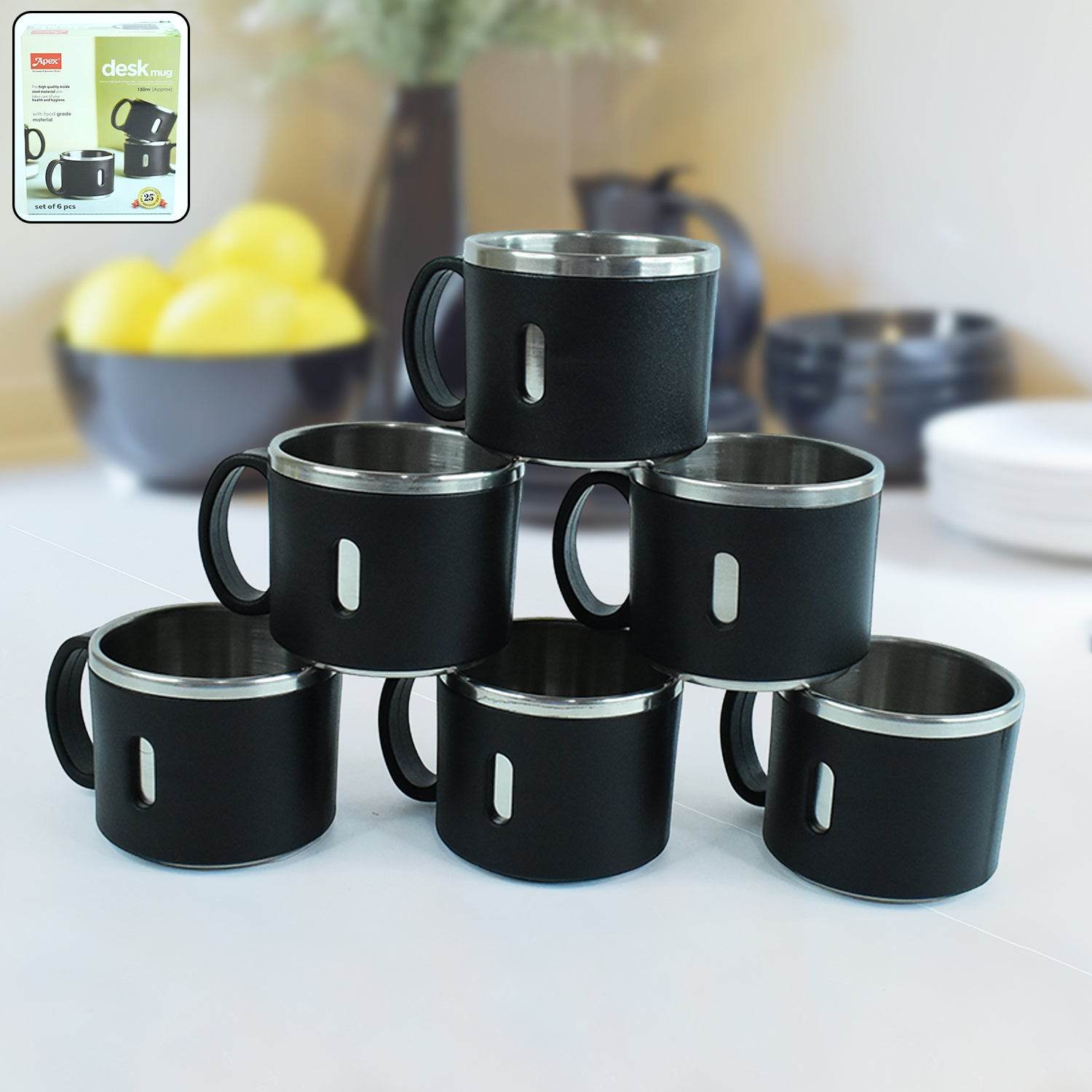 Apex Stainless Steel Desk Mug (6 Pc) - 9XShoppy