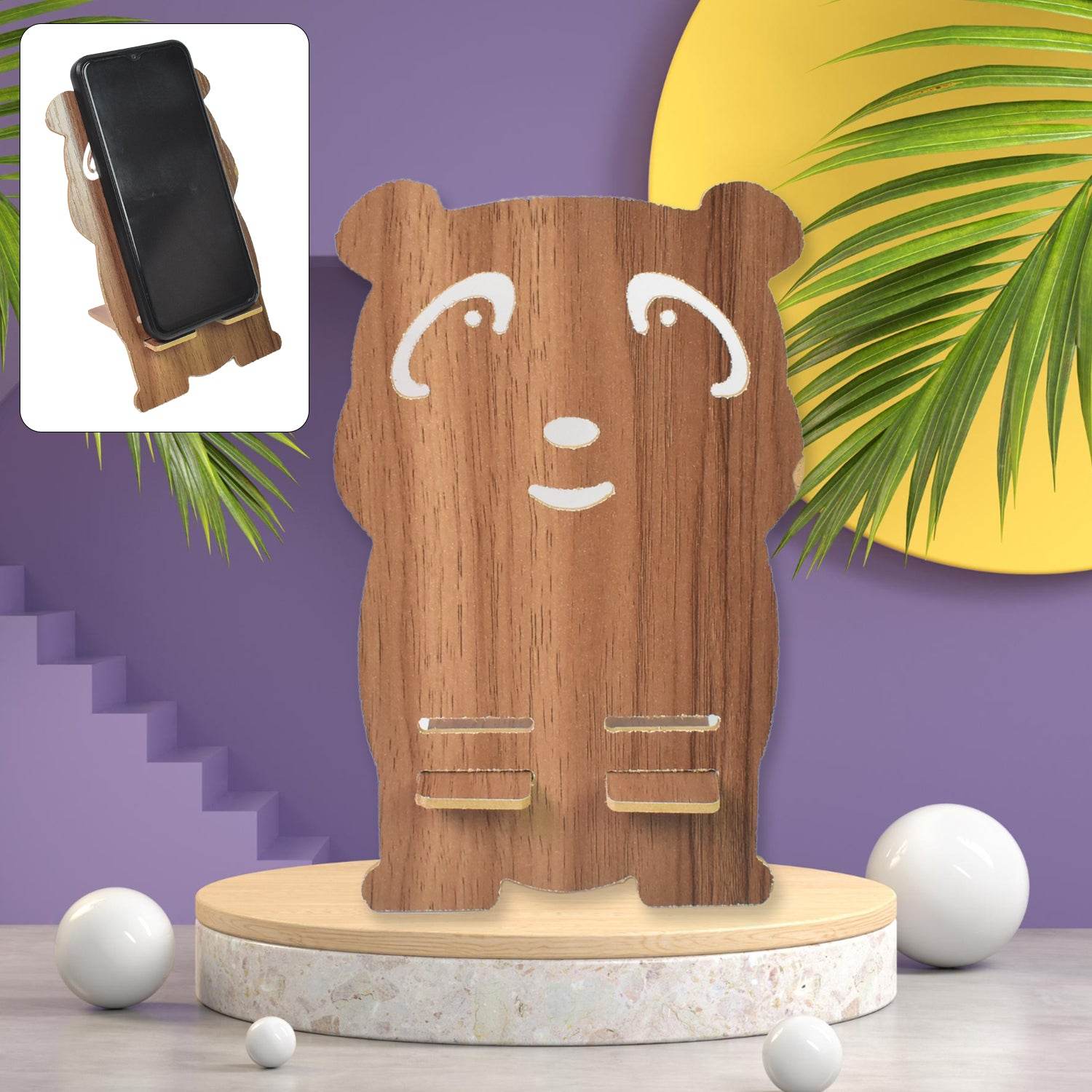 Wooden Cartoon Shape Design Mobile Stand (1 Pc) - 9XShoppy