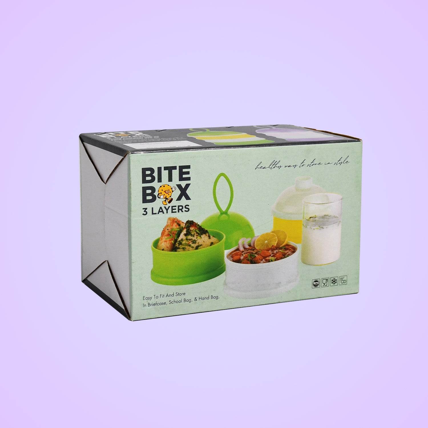 5924a 3 Layer Lunch Box Unique Design Bite Lunch Box With Liquid Food Container Lunch Box (Green) - 9XShoppy