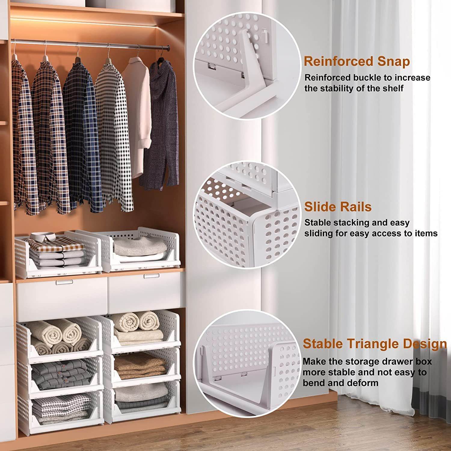 7732 3 Layer Clothes Organizer For Wardrobe Cupboard Organizer For Clothes Foldable And Stackable Closet Organizer Drawer Organizer For Clothes Multi Purpose Plastic Drawer - 9XShoppy