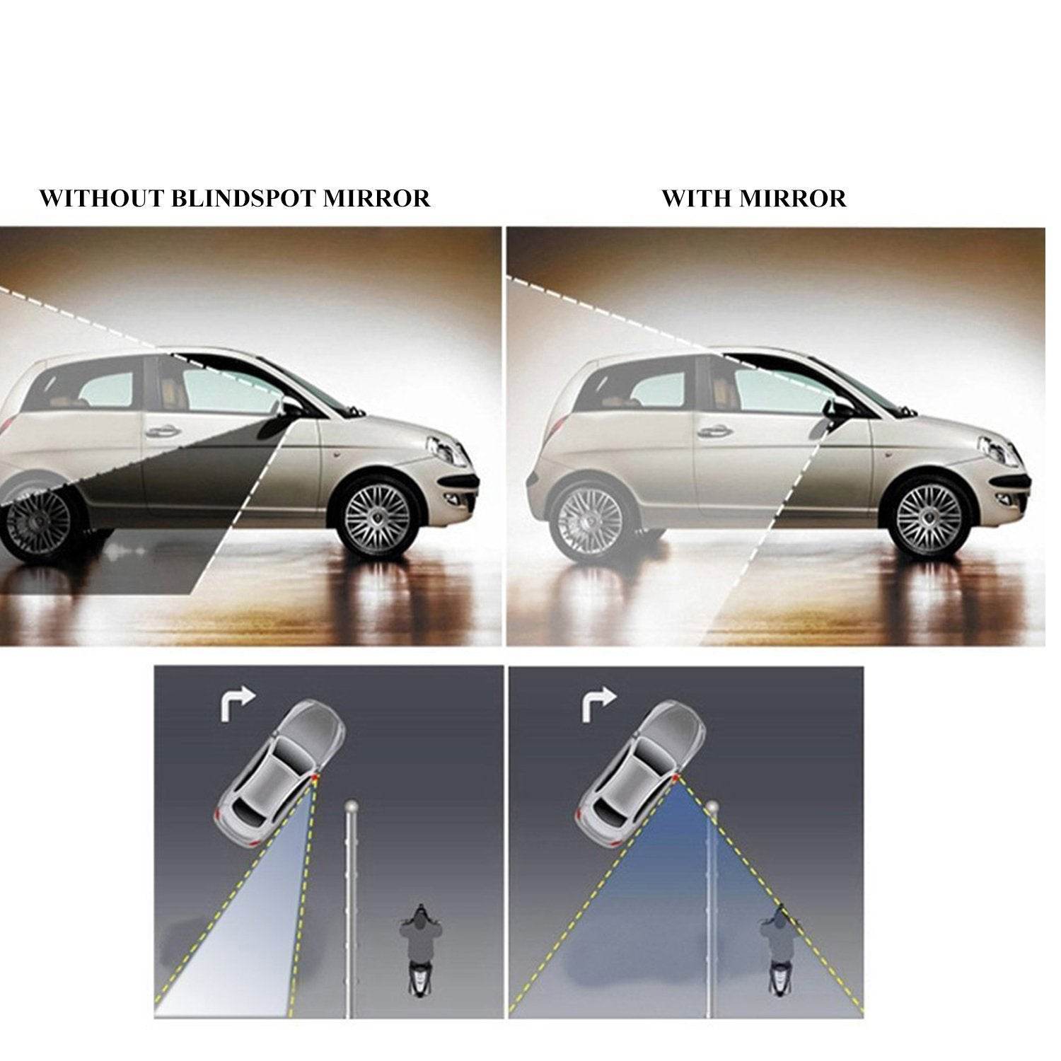 1512 Blind Spot Round Wide Angle Adjustable Convex Rear View Mirror - Pack Of 2 - 9XShoppy
