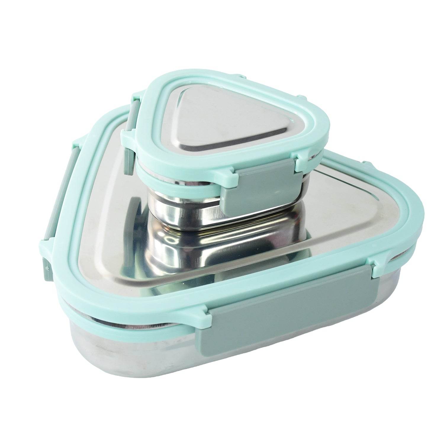 Ganesh Trinity 2-piece Stainless Steel Triangle Lunch Box Set - 9XShoppy