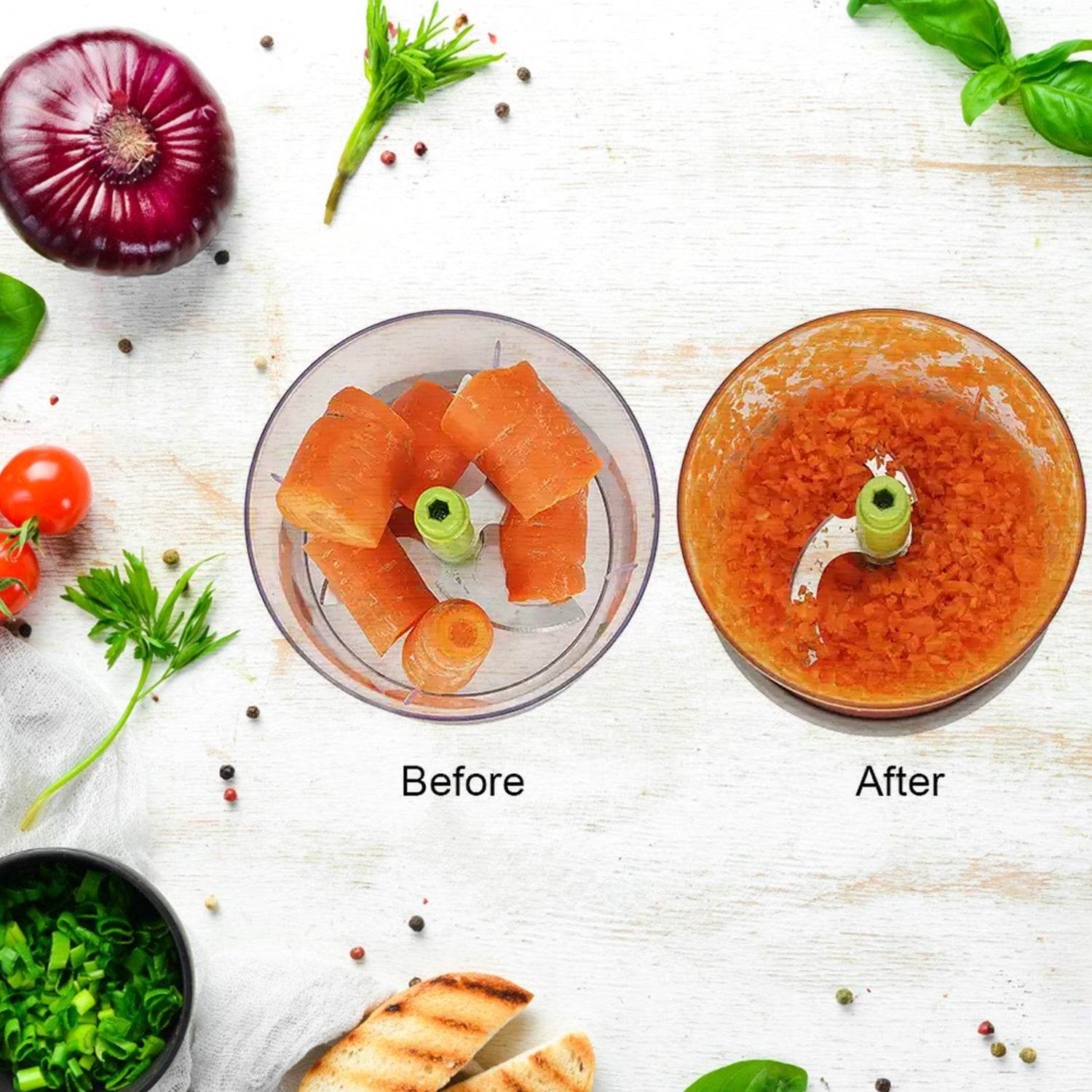 5790 Manual Press Fruit Vegetable Chopper With 3 Stainless Steel Blades Anti-slip Base And Locking System Cutting Chopper For Kitchen (650 Ml) - 9XShoppy