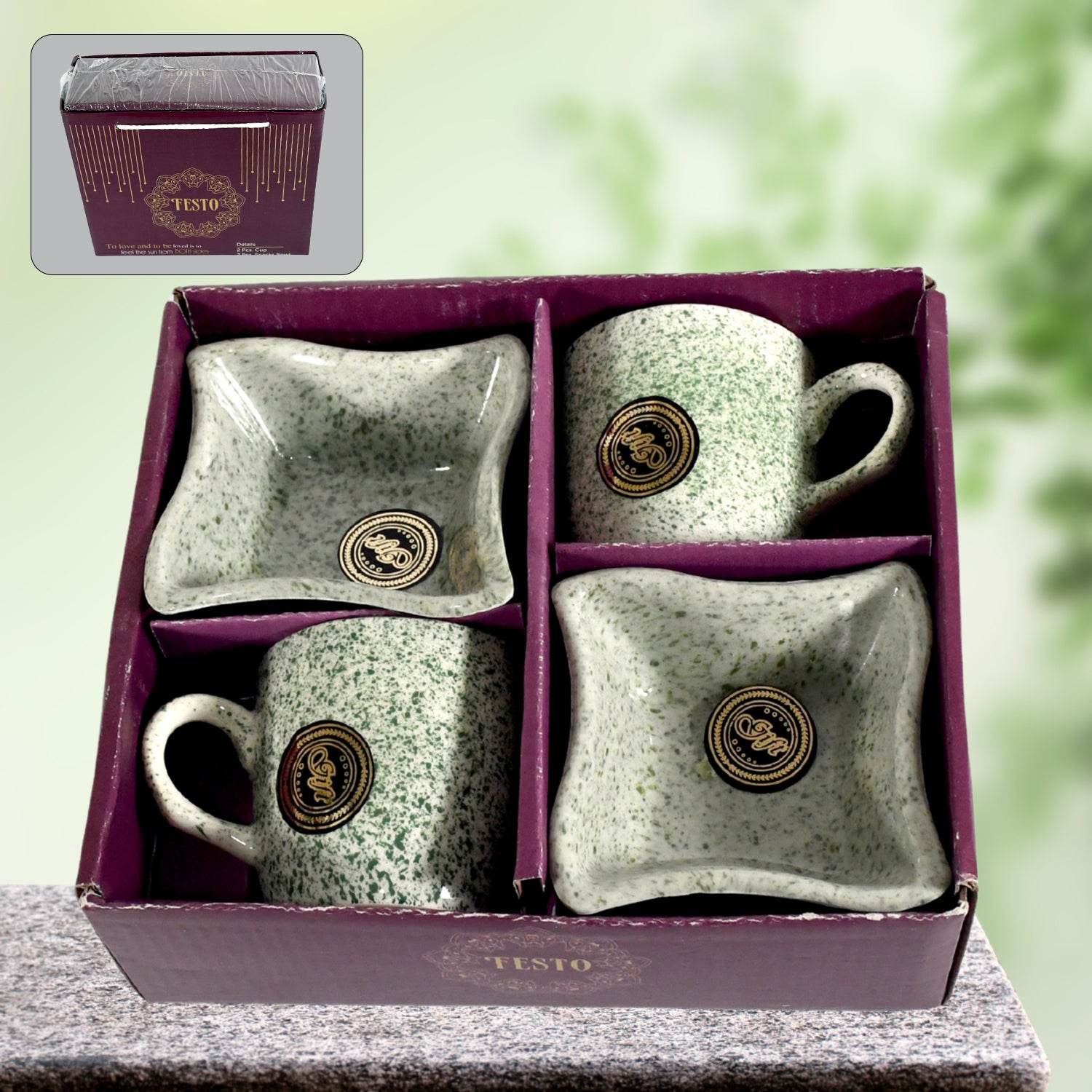8224 Festo Ceramic Tea Cups Mug Set Including Snacks Serving Bowl Milk Cup Coffee Cup Tea Cup Breakfast Cup Drinking Mug Or Outdoor For Household Gift For Birthday Wedding Party (4 Pcs Set) - 9XShoppy