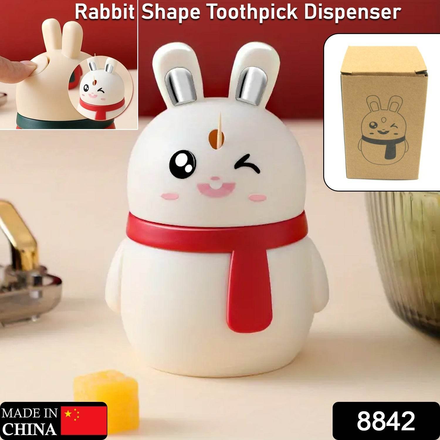 8842 Rabbit Shape Toothpick Dispenser Pressing Small Size Accessory Durable Red Home Garden Kitchen Dining Bar Kitchen Storage Organization Racks Holders Dining Room Table Decoration (1 Pc ) - 9XShoppy