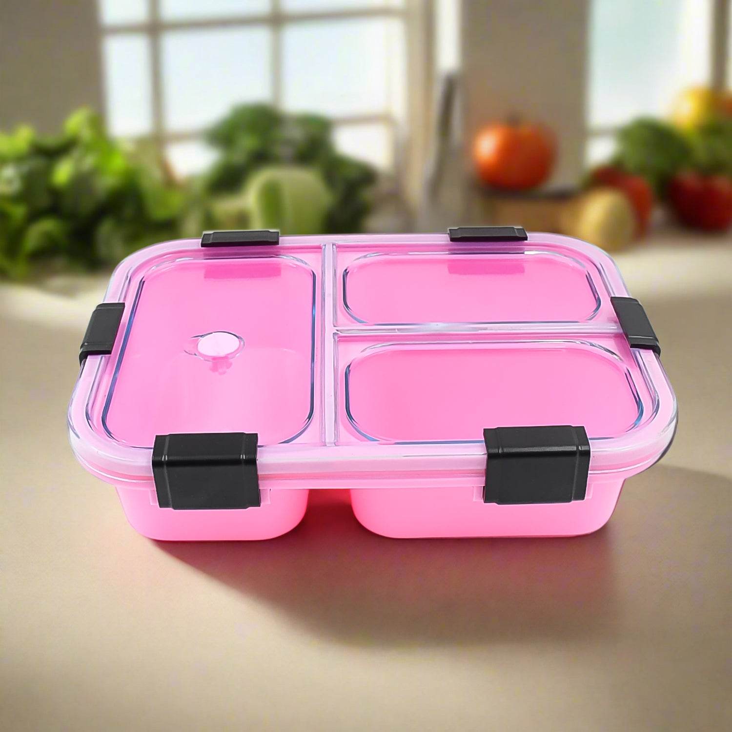 Plastic 3 Compartment Insulated Lunch Box Lunch Box (1 Pc) - 9XShoppy