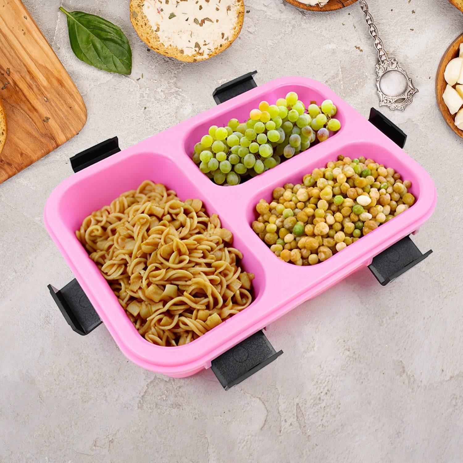 Plastic 3 Compartment Insulated Lunch Box Lunch Box (1 Pc) - 9XShoppy