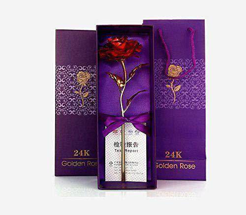 879 24k Artificial Golden Rosegold Red Rose With Gift Box (10 Inches) - 9XShoppy