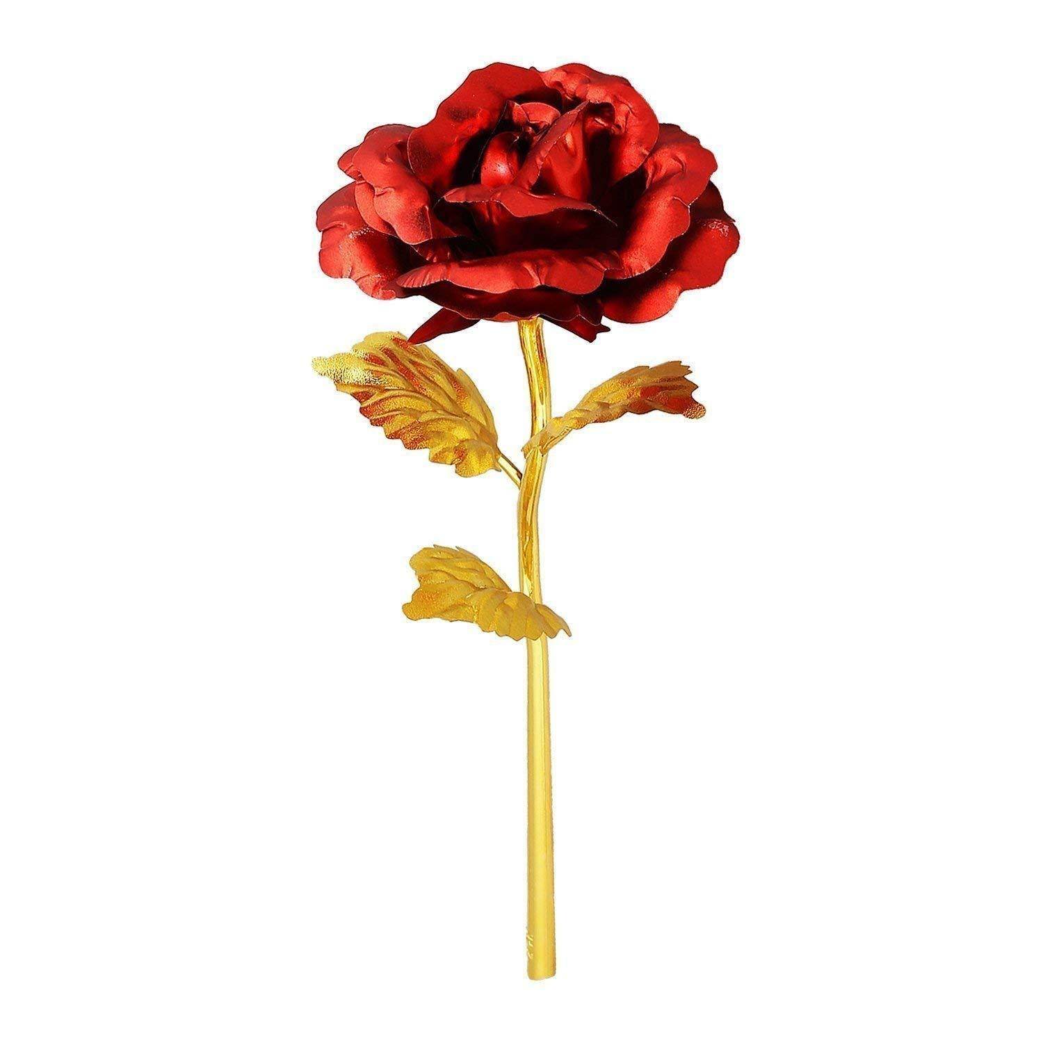 879 24k Artificial Golden Rosegold Red Rose With Gift Box (10 Inches) - 9XShoppy