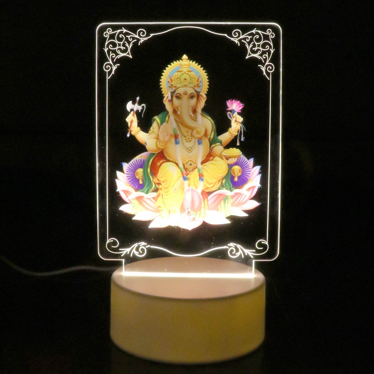 Beautiful 3d Lord Ganesh Frame With Soft White Light (1 Pc) - 9XShoppy