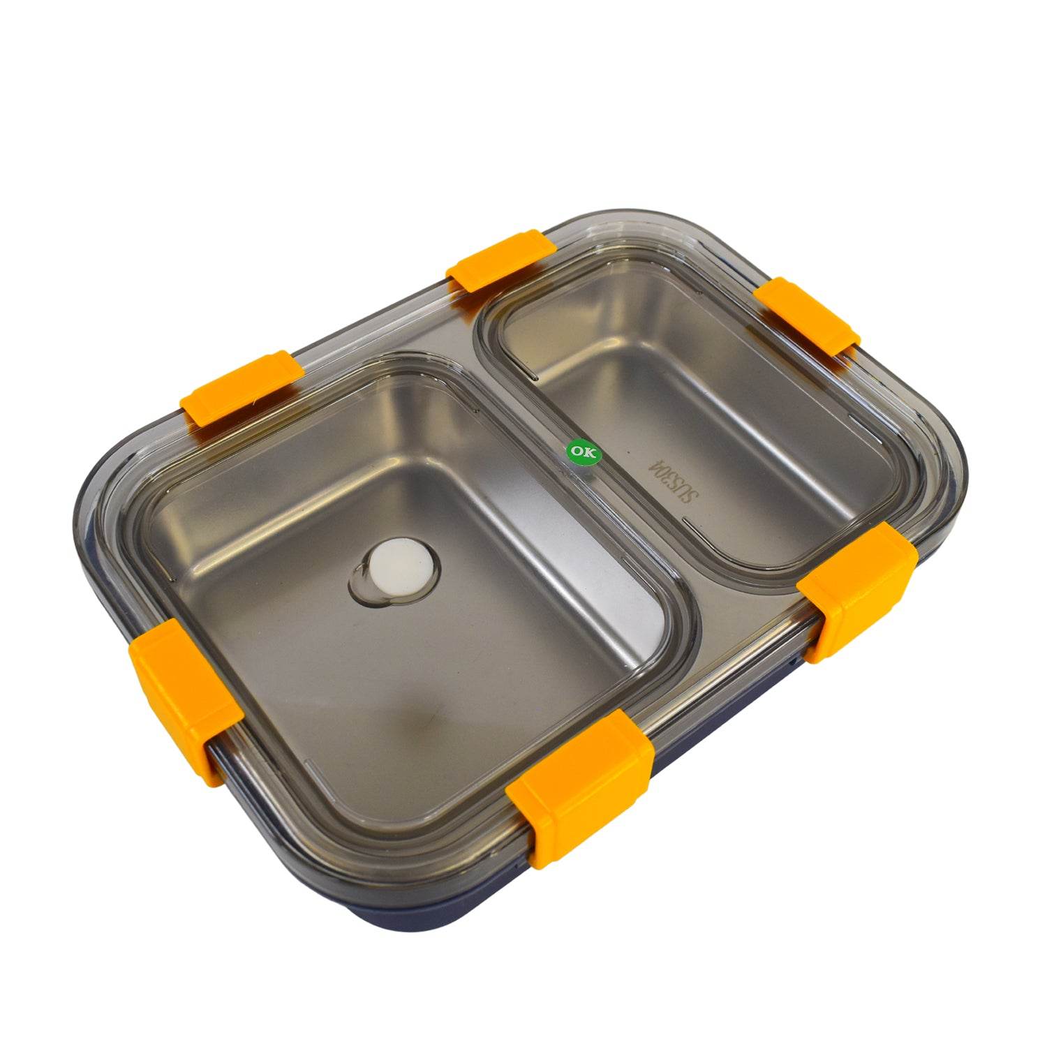 Stainless Steel Lunch Box 2 Section Lunch Box With Spoon - 9XShoppy