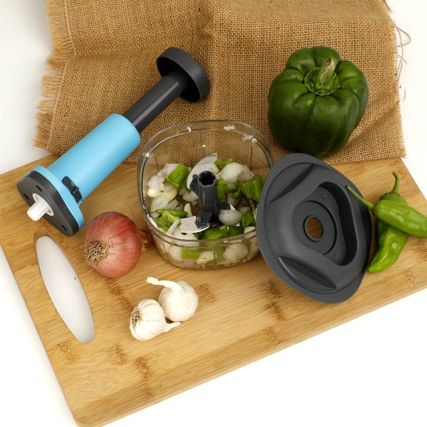 5902 Push Chopper Manual Food Chopper And Hand Push Vegetable Chopper Cutter Mixer Set For Kitchen With 3 Stainless Steel Blade. - 9XShoppy