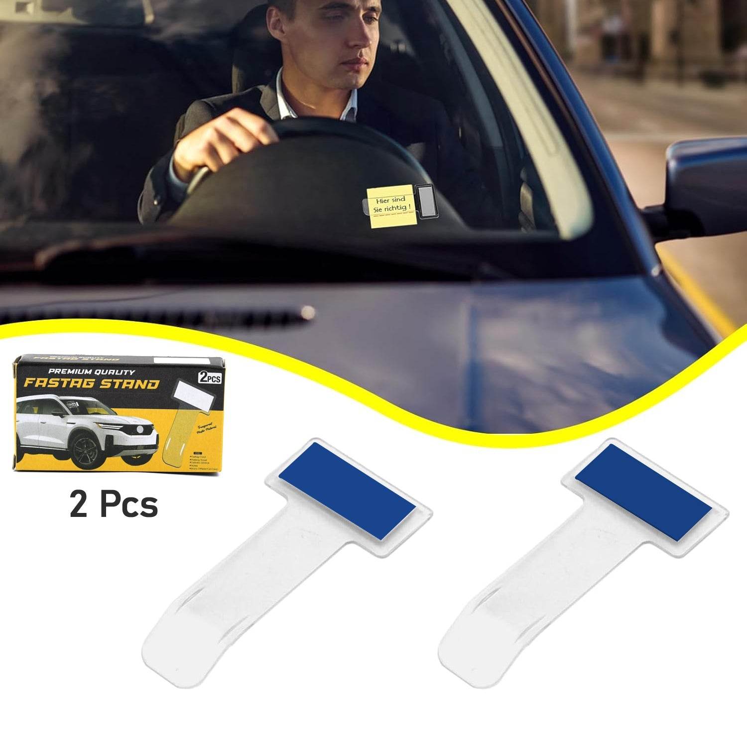 Windscreen Cardholder Fastag Stand Transparent Ticket Holder Car (2 Pc Set) - 9XShoppy
