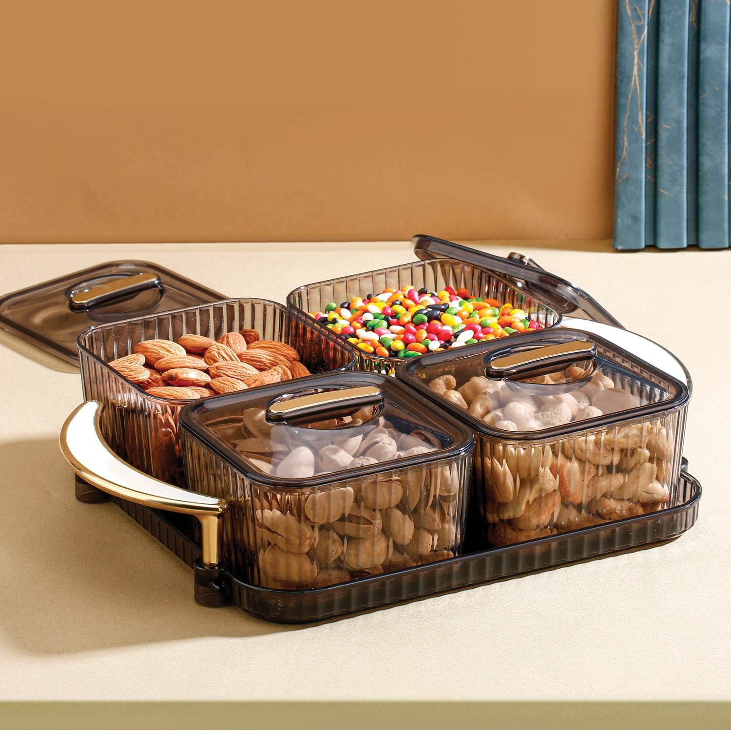 Luxury Delight 4-piece Dryfruit Storage Box (1 Set) - 9XShoppy
