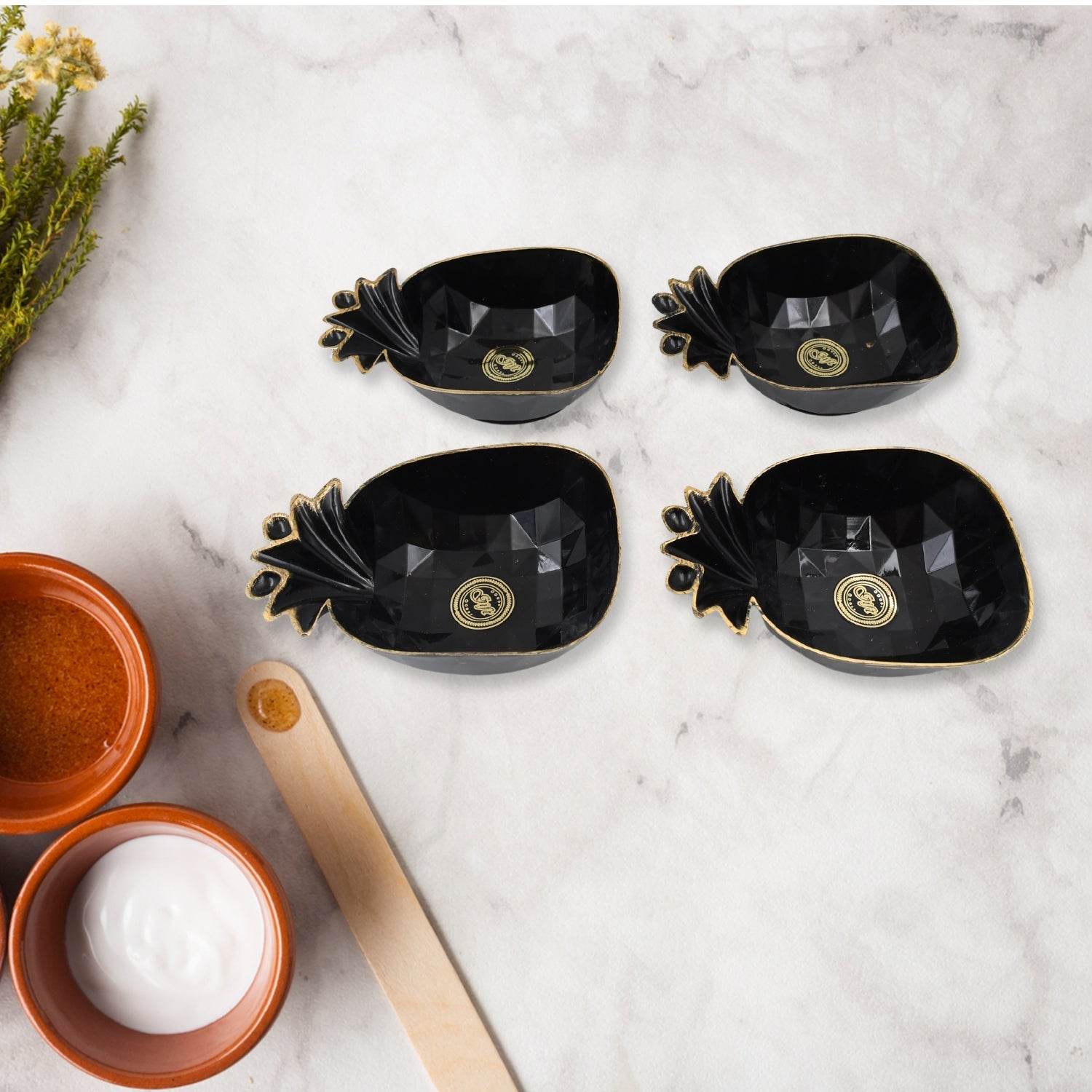 Pine Junction Ceramic Tea Cups Mug Set With Pineapple Shape Serving Bowl (12 Pcs Set) - 9XShoppy