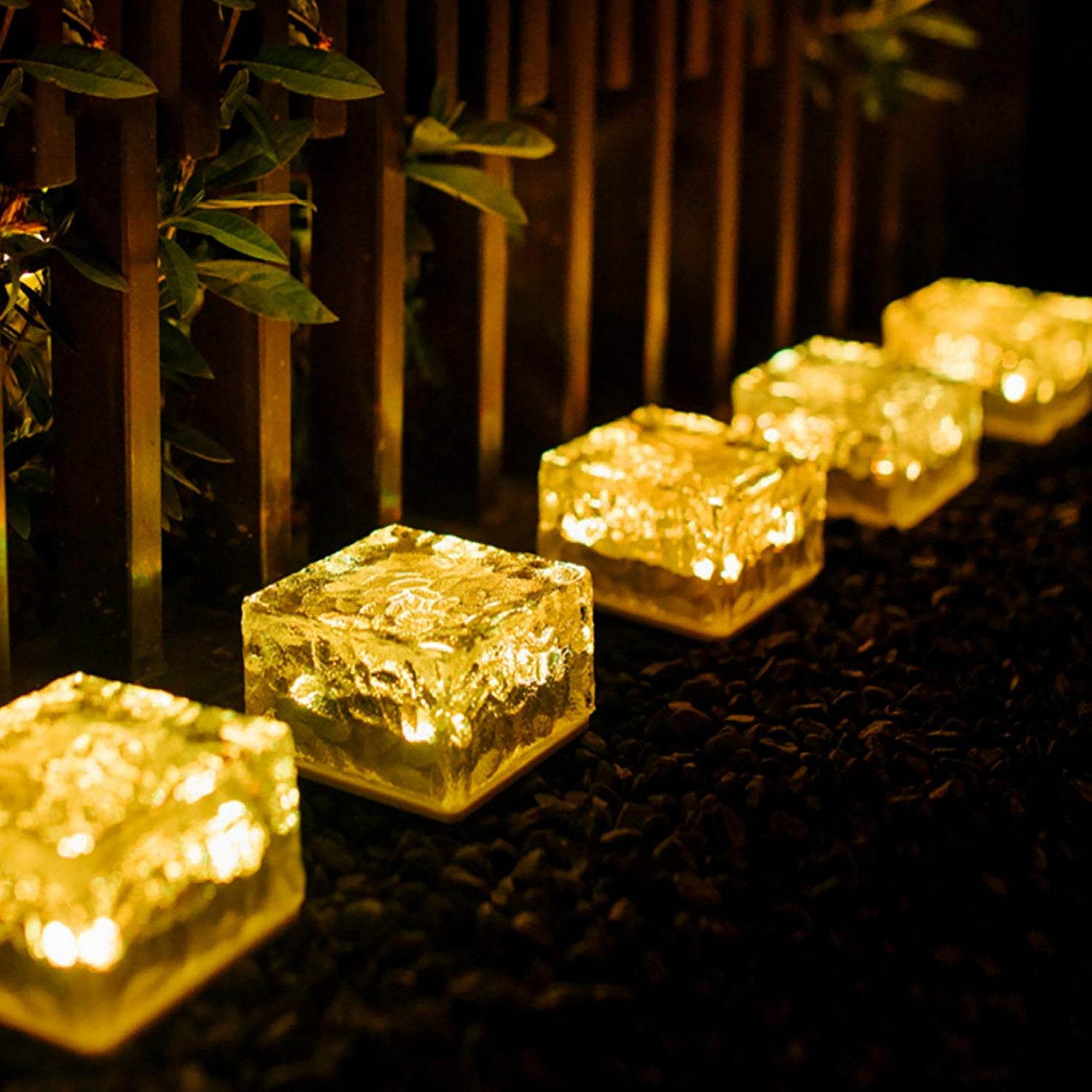 8557solar Ice Cube Shaped Garden Light Ice Cube Shaped Garden Warm Light Outdoor Solar Garden Decorative Lights For Walkway Pathway Backyard Christmas Decoration Parties - 9XShoppy