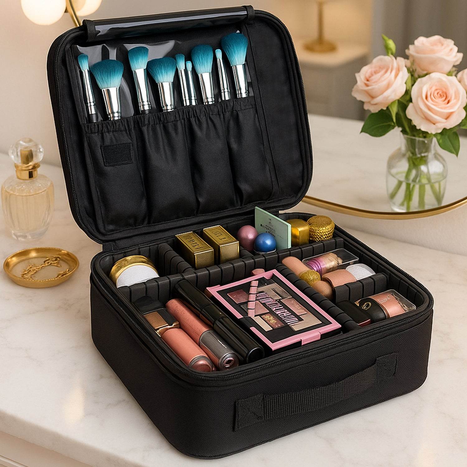 Black Premium Led Light Makeup Organizer Box (1 Pc) - 9XShoppy