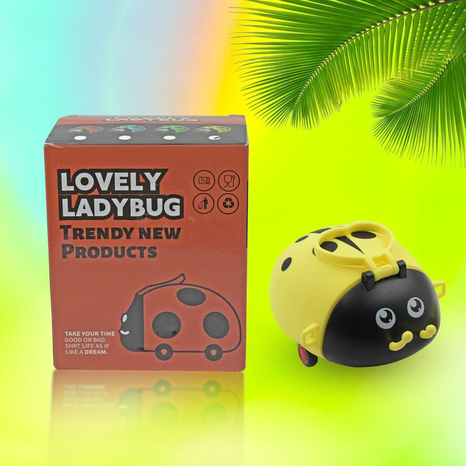 8822 Cute Plastic Bug Shape Water Bottle With Adjustable Shoulder Strap 4 Wheel Straw Portable Drinking Cup Water Bottle For Kids Water Bottle Return Gift For Kids Water Bottle With Straw School Kinds Water Bottle (1 Pc) - 9XShoppy