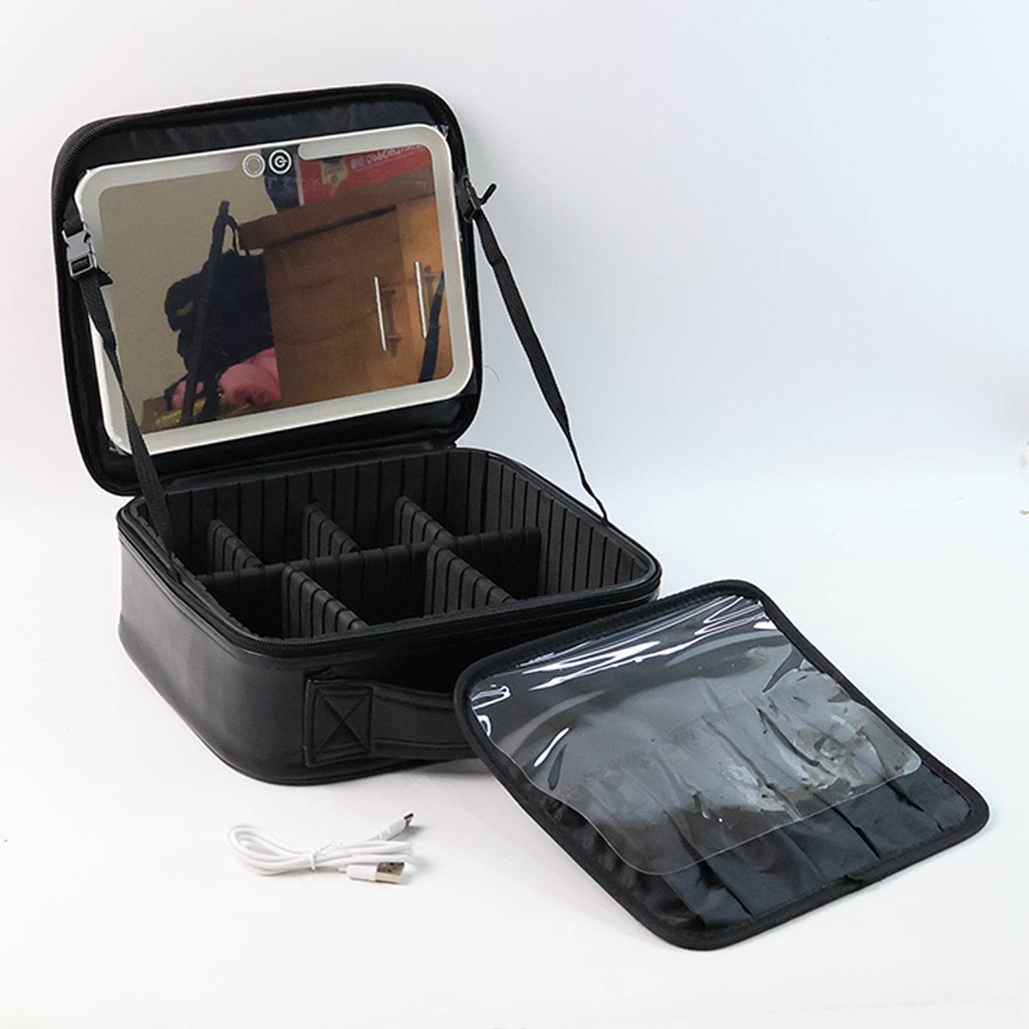 Black Premium Led Light Makeup Organizer Box (1 Pc) - 9XShoppy