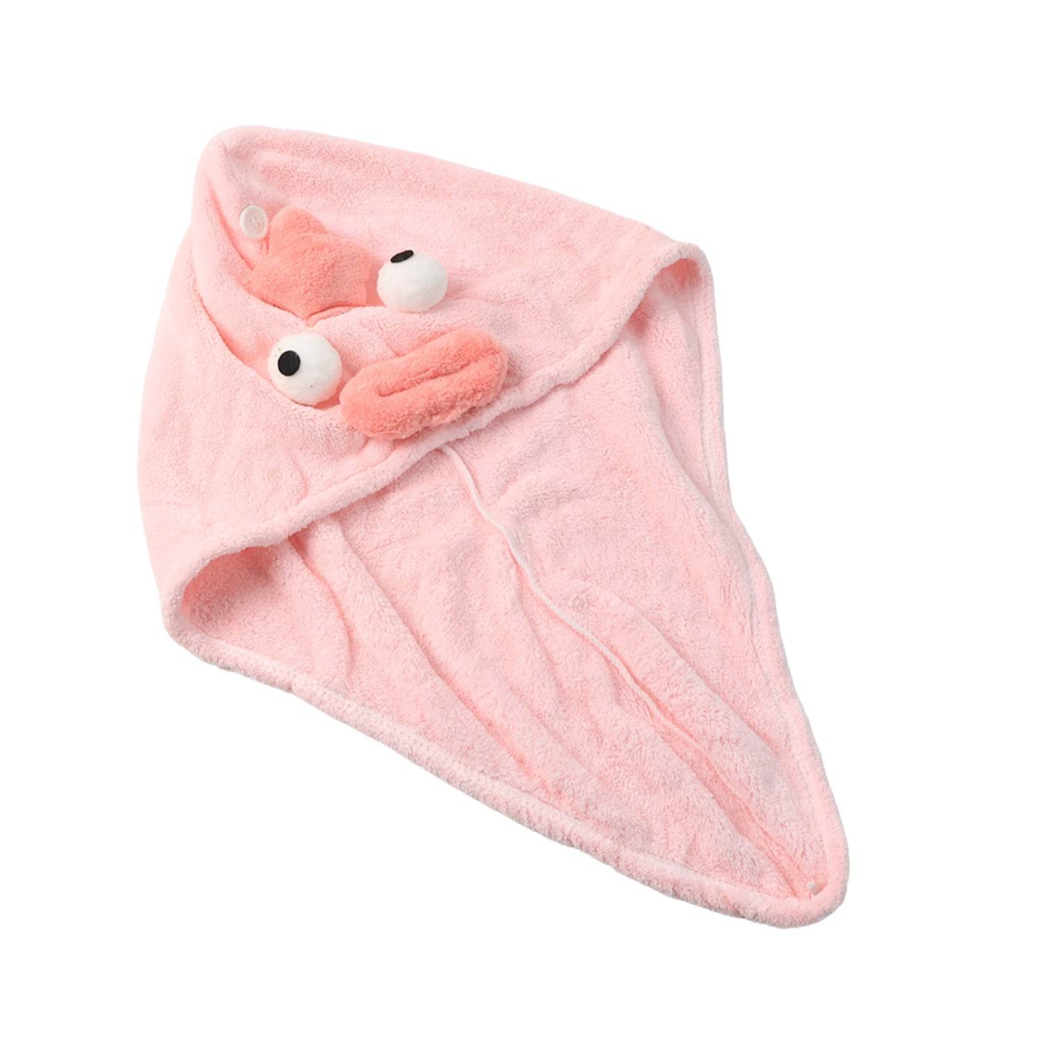 Soft Microfiber Cartoon Design Hair Drying Towel Wrap With Button Closure (1 Pc) - 9XShoppy