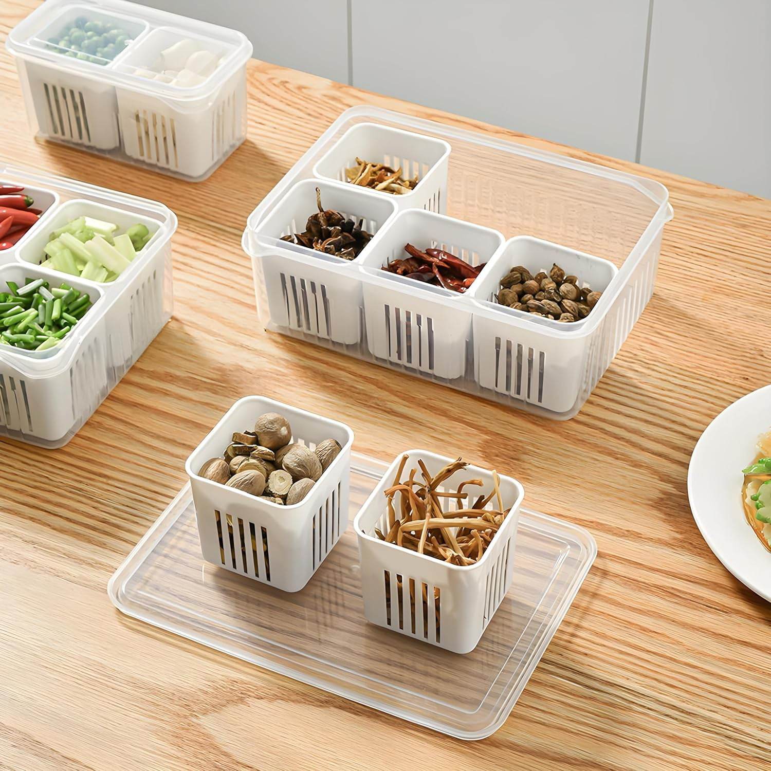 Fridge Storage Boxes Freezer Storage Containers Container For Kitchen Storage Set Storage In Kitchen Vegetable Storage Draining Crisper Refrigerator Food Box (1 Pc) - 9XShoppy