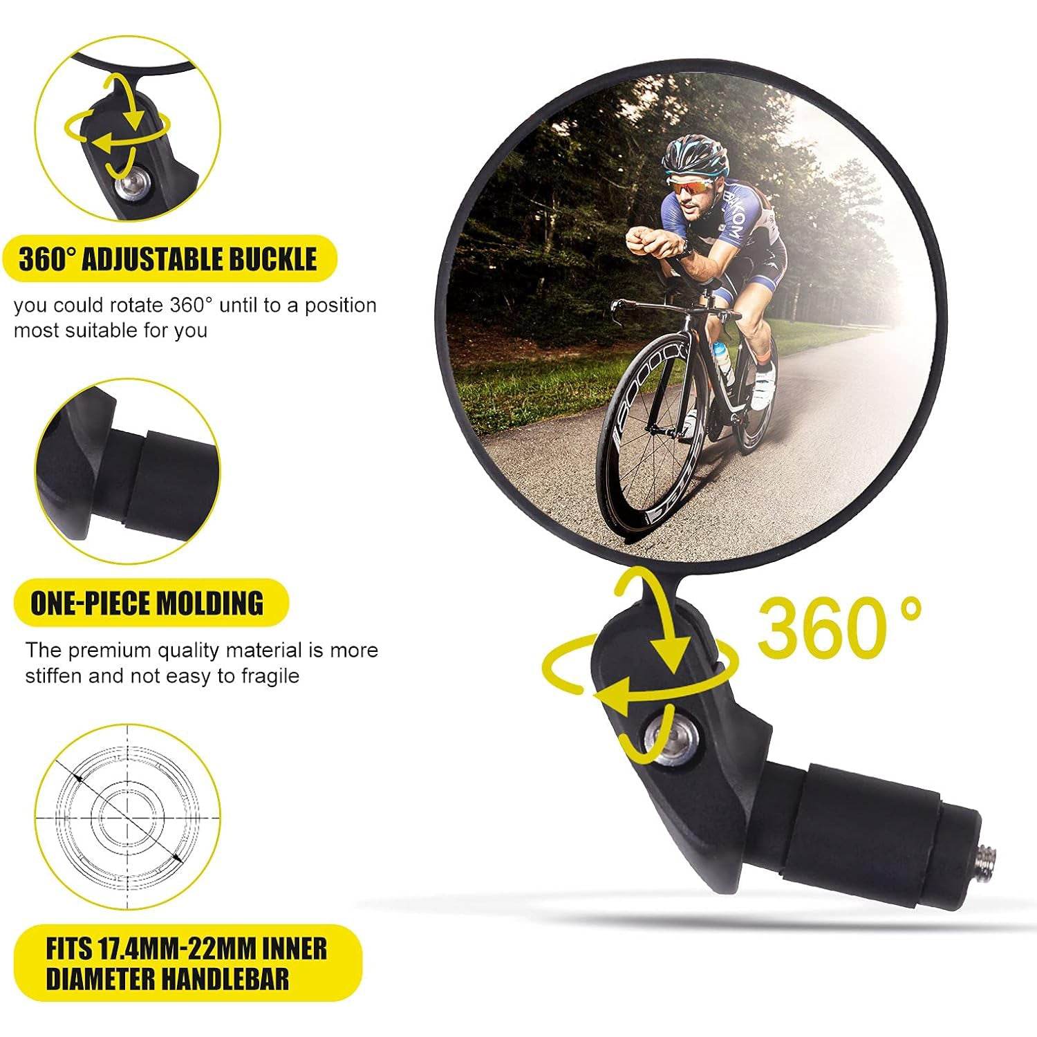 8505 Bar End Bike Mirror Safe Rearview Mirror 360 Rotatable Foldable Safety Bicycle Rear View Mirror Mirror Durable Bike Mirror (1 Pc) - 9XShoppy