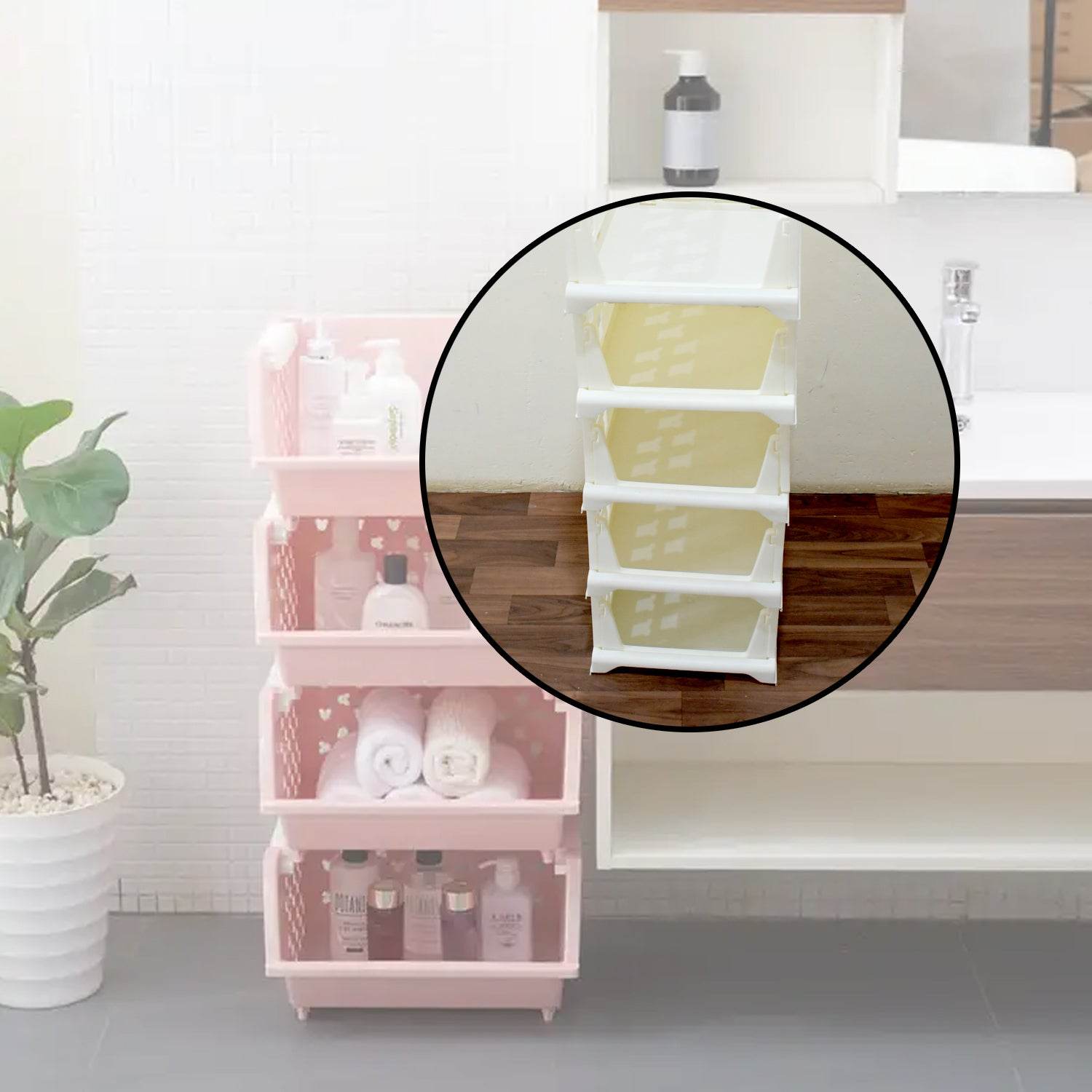 7888 5 Layer Stackable Multifunctional Storagefor Clothes Foldable Drawer Shelf Basket Utility Cart Rack Storage Organizer Cart For Kitchen Pantry Closet Bedroom Bathroom Laundry (5 Layer 1 Pc) - 9XShoppy