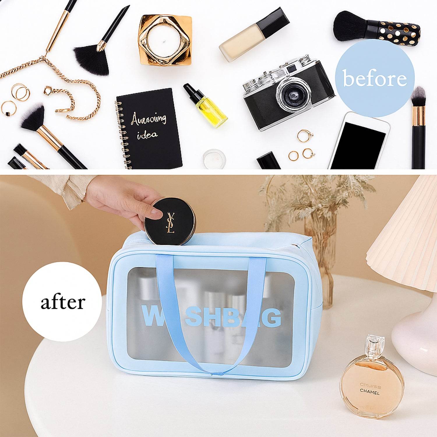 3-in-1 Waterproof Transparent Travel Toiletry Bag Set - 9XShoppy