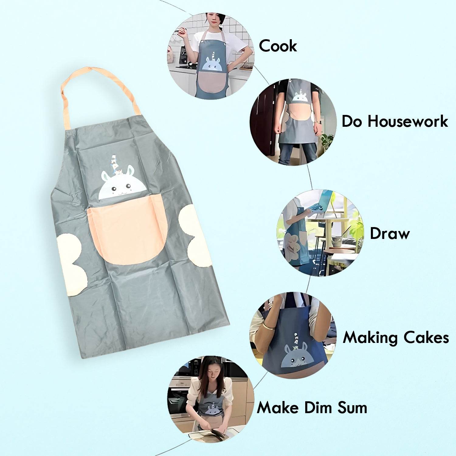 Cute Cartoon Animal Design Kitchen Apron (1 Pc) - 9XShoppy