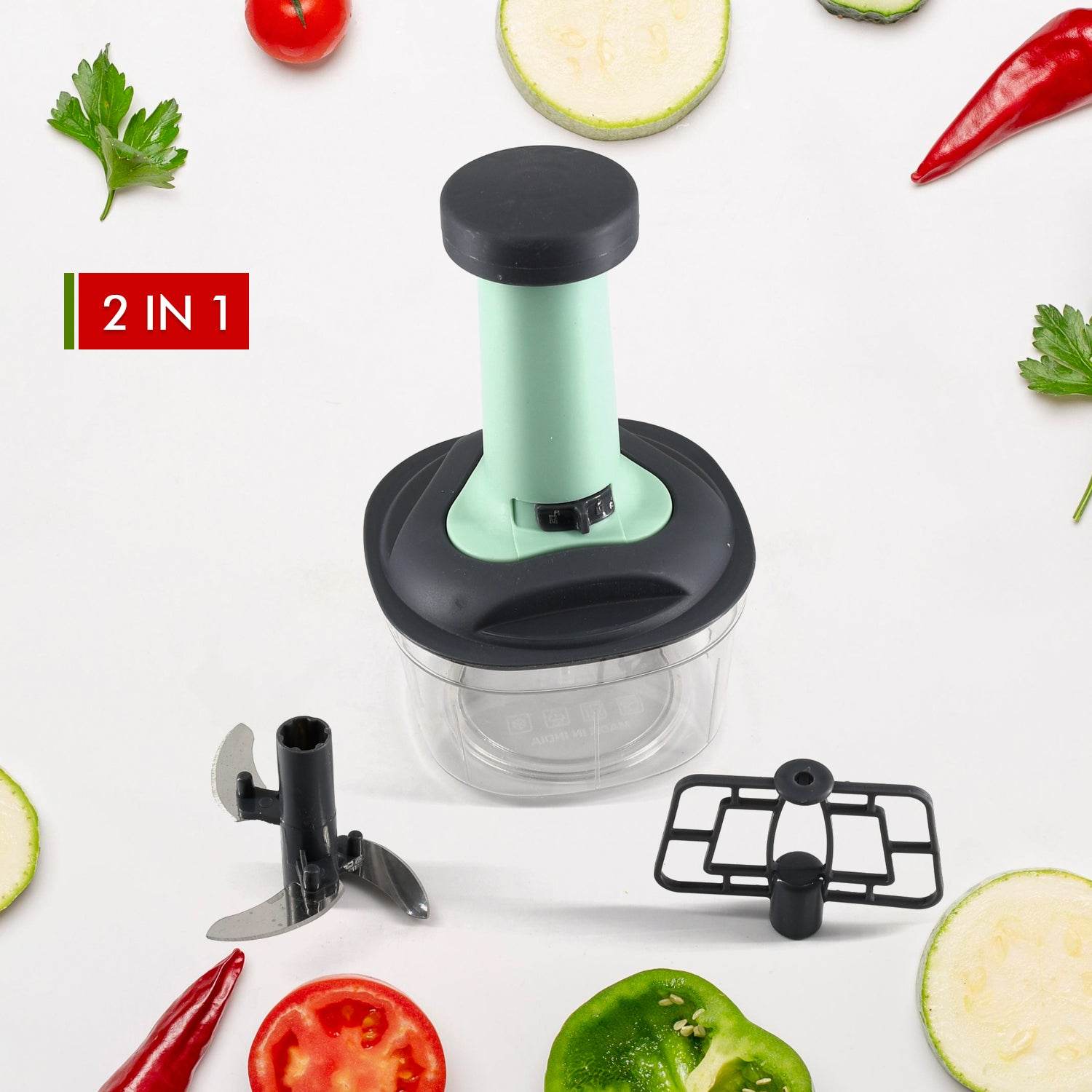 5902 Push Chopper Manual Food Chopper And Hand Push Vegetable Chopper Cutter Mixer Set For Kitchen With 3 Stainless Steel Blade. - 9XShoppy