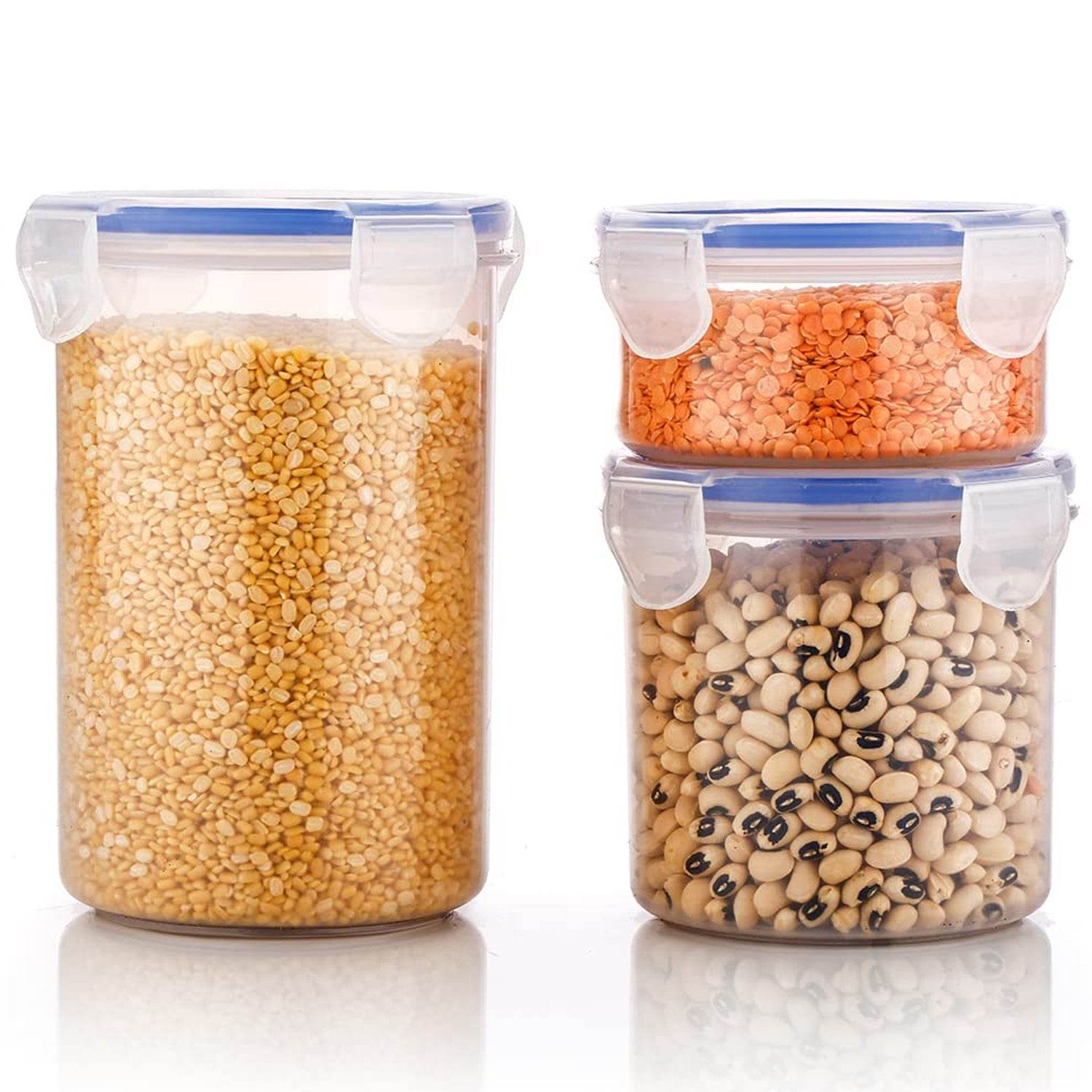5828 Round Plastic Airtight Food Storage Containers With Leak Proof Locking Lid Storage Container Set Of 3( Approx Capacity 500ml1000ml1500ml Transparent) - 3 Pc Set - 9XShoppy