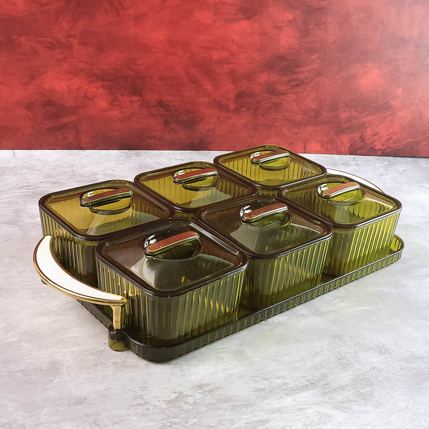 Liger Multipurpose Transparent Spice Jar Set With Tray And Lids 400ml Approx (6 Pc) - 9XShoppy