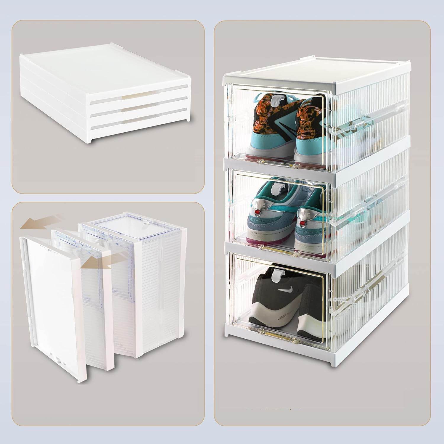 Stackable Multifunctional Storage For Clothes Foldable Drawer Shelf Basket Utility Cart Rack Storage Organizer Cart For Kitchen Pantry Closet Bedroom Bathroom Laundry (3 Layer 1 Pc) - 9XShoppy